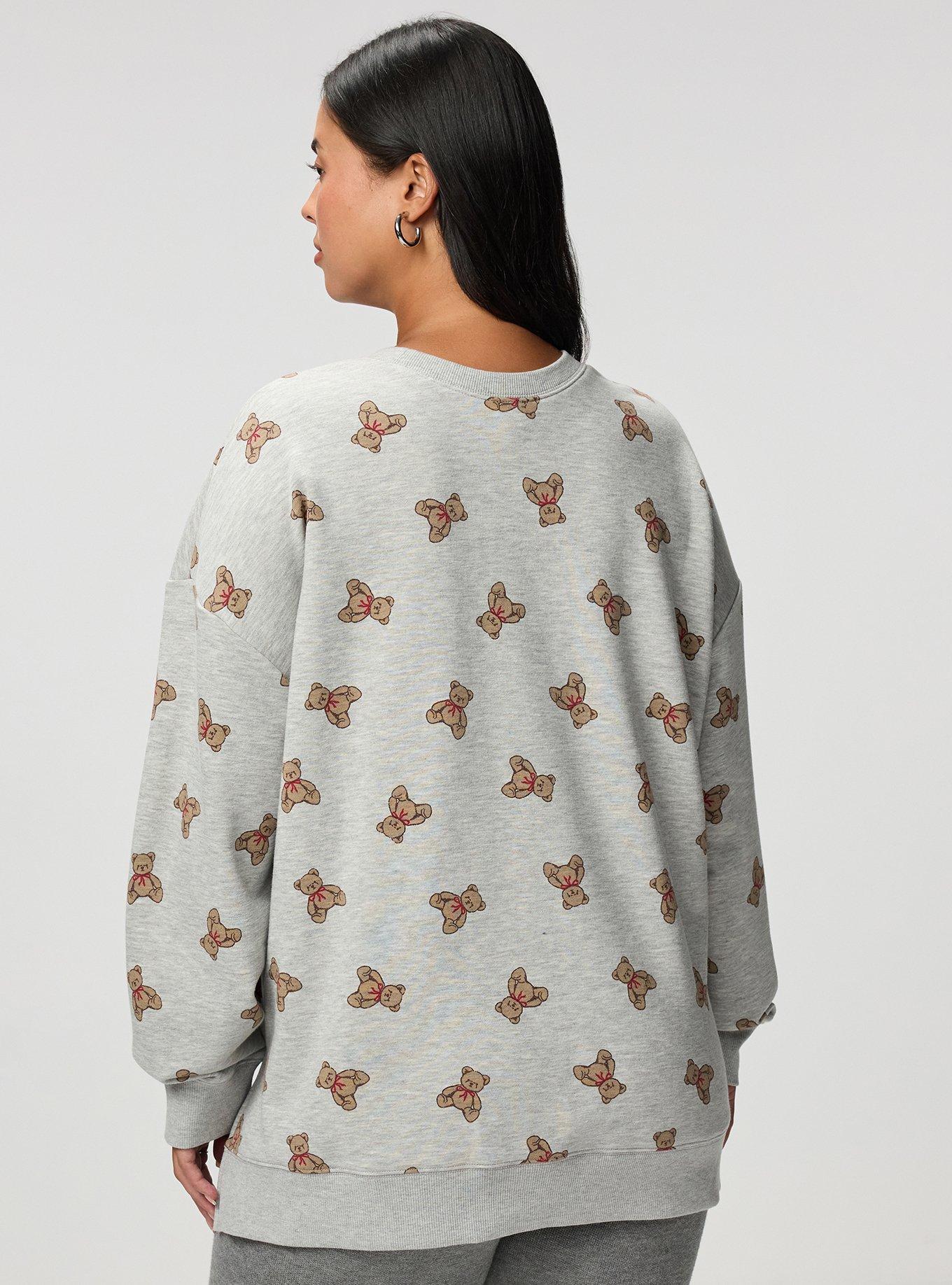 French Terry Drop Shoulder Sweatshirt, TEDDY BEARS GREY, alternate