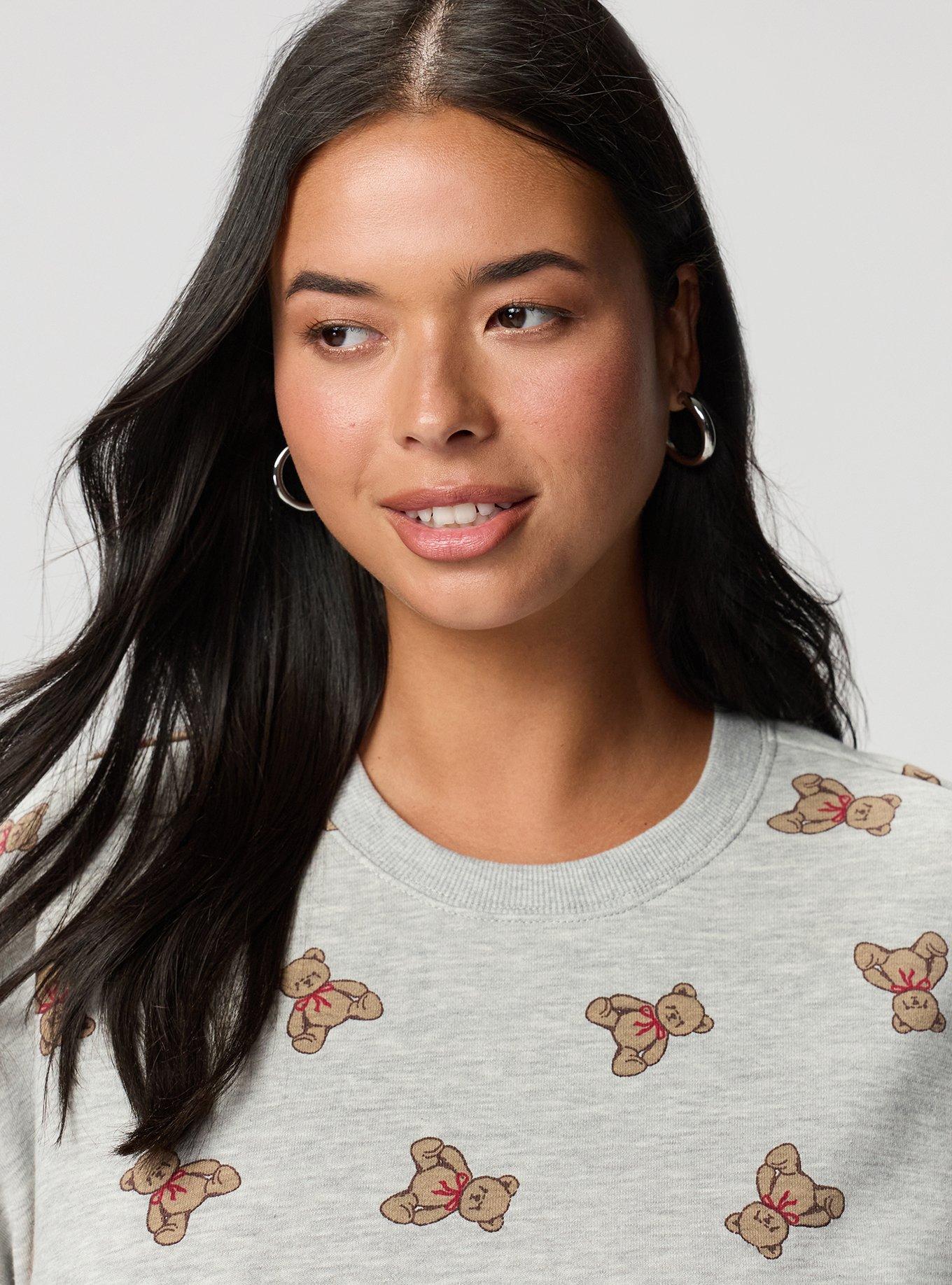 French Terry Drop Shoulder Sweatshirt, TEDDY BEARS GREY, alternate