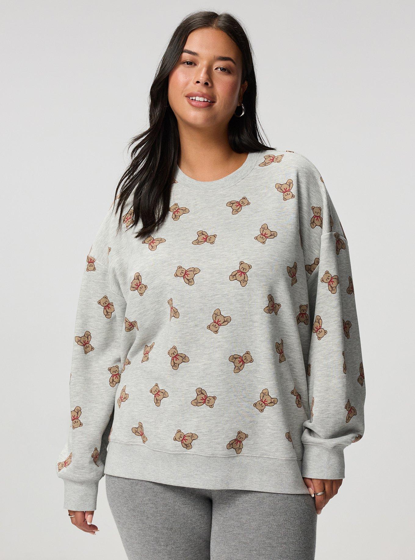 French Terry Drop Shoulder Sweatshirt, TEDDY BEARS GREY, hi-res