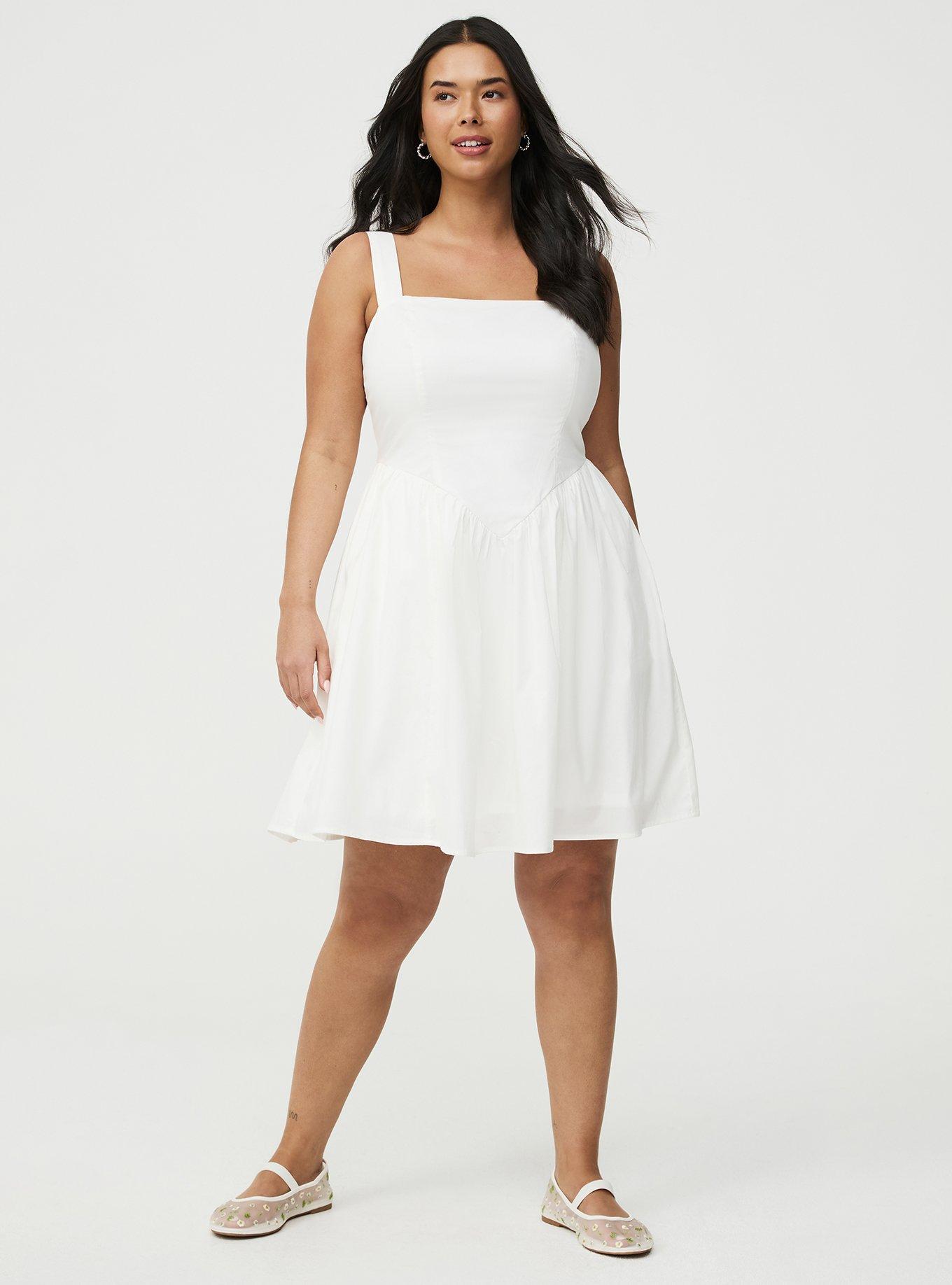 Basque Waist Mini Dress, CLOUD DANCER, alternate