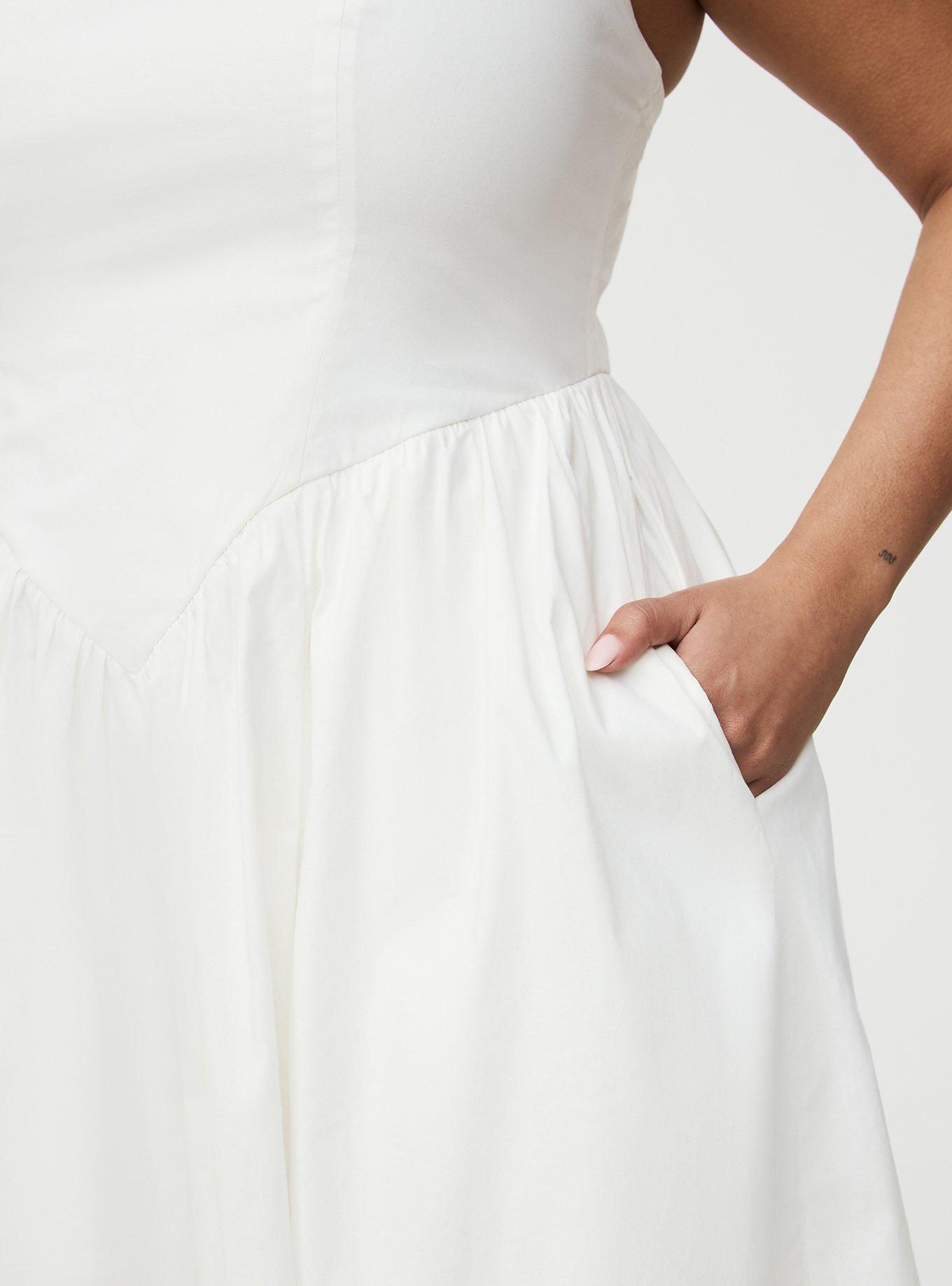 Basque Waist Mini Dress, CLOUD DANCER, alternate