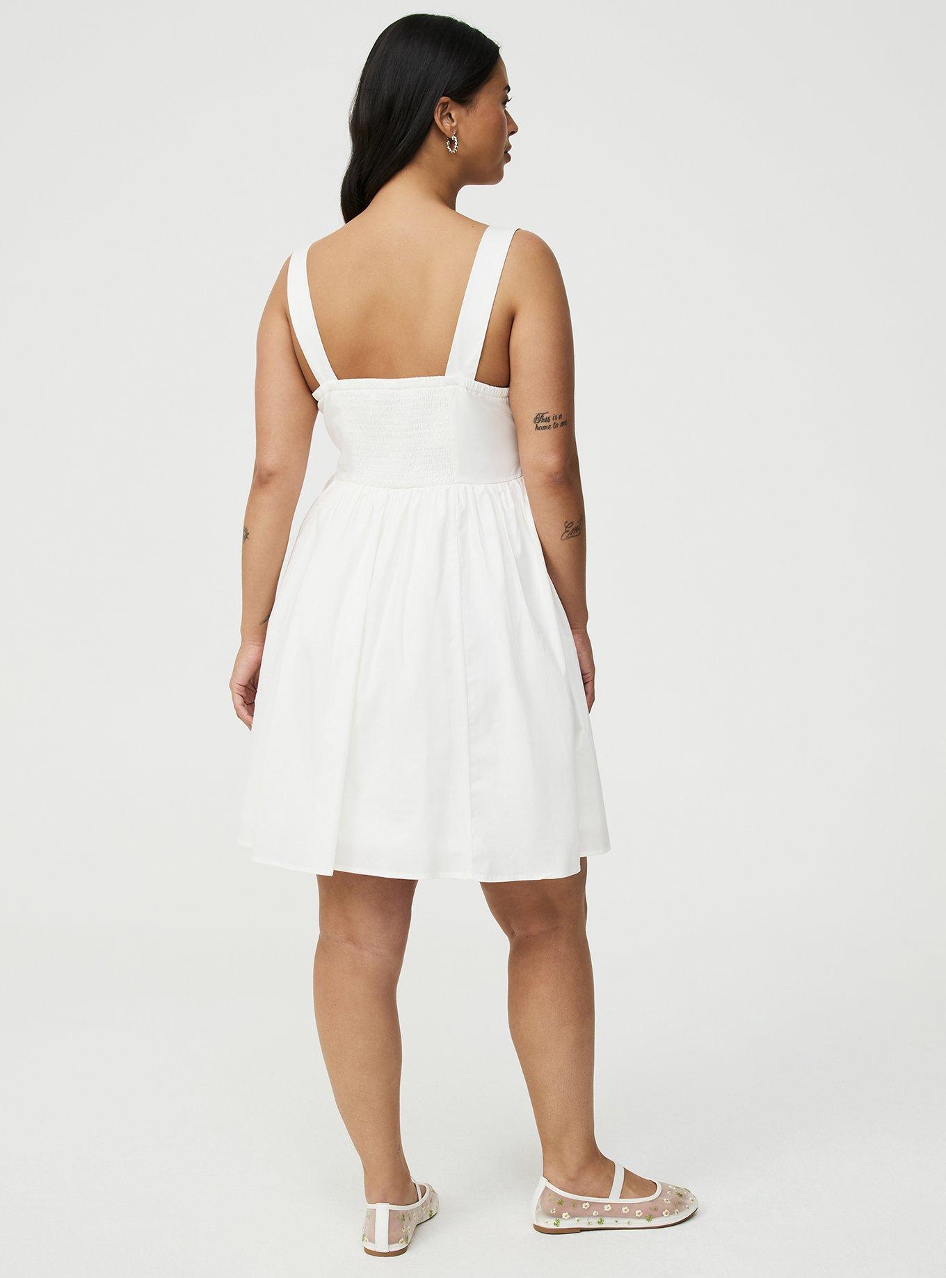 Basque Waist Mini Dress, CLOUD DANCER, alternate