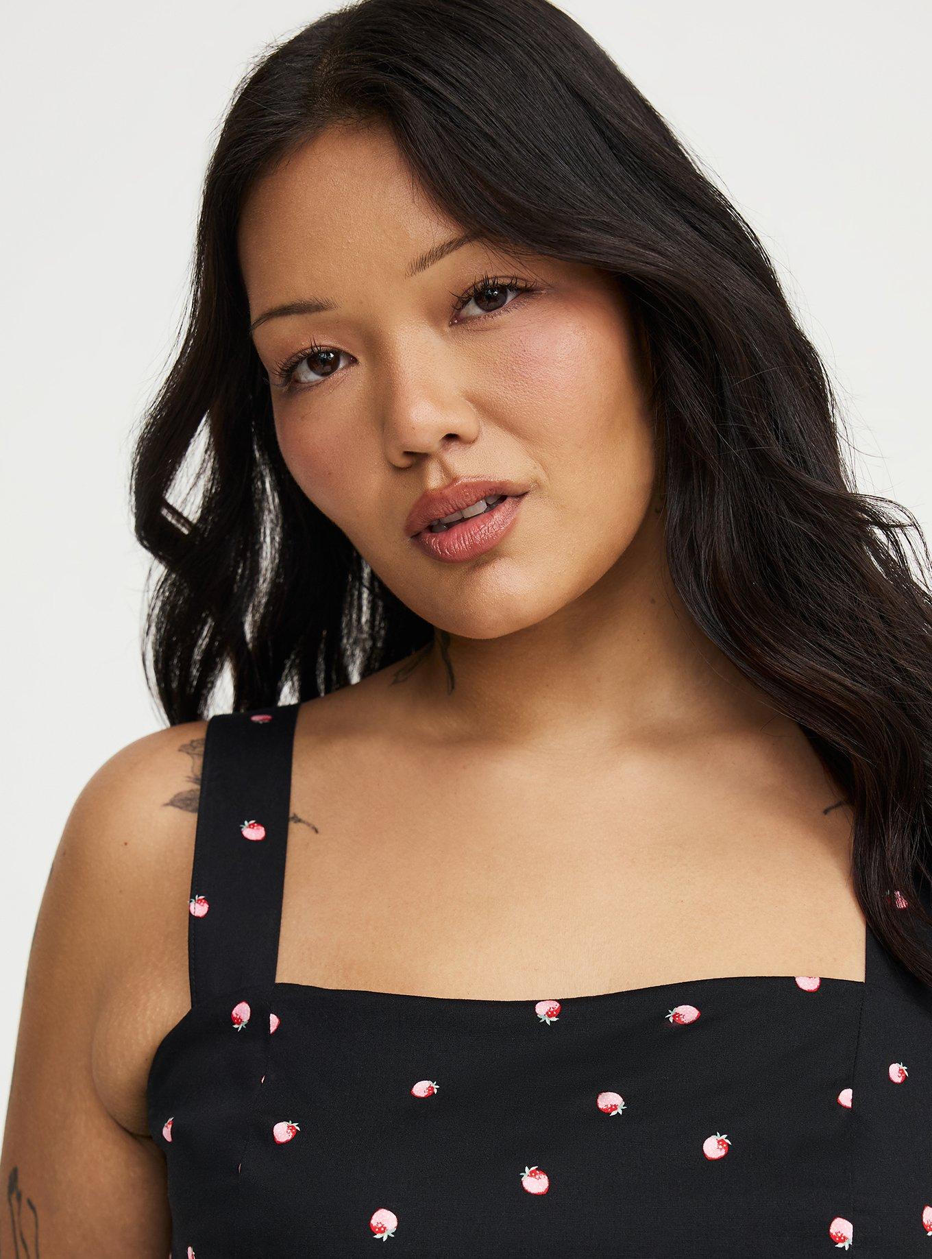 Basque Waist Mini Dress, SPACED STRAWBERRY BLACK, alternate