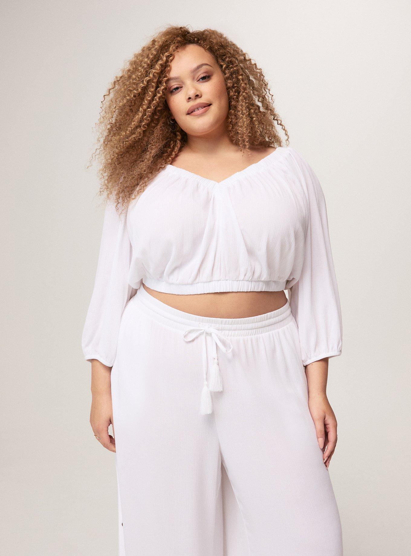 Festi Blouson Sleeve Crop Top, BRIGHT WHITE, alternate