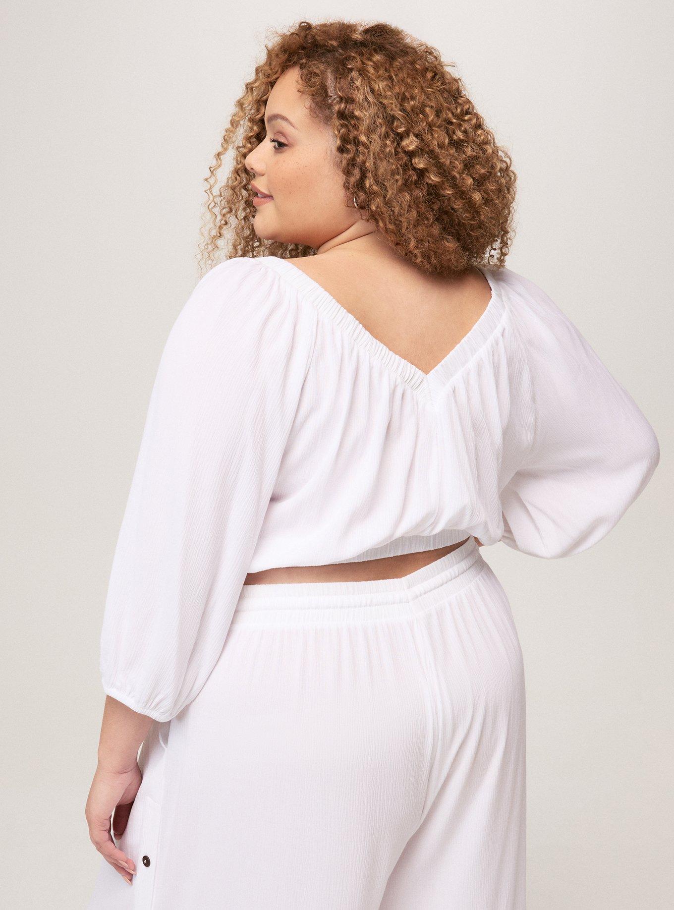 Festi Blouson Sleeve Crop Top, BRIGHT WHITE, alternate