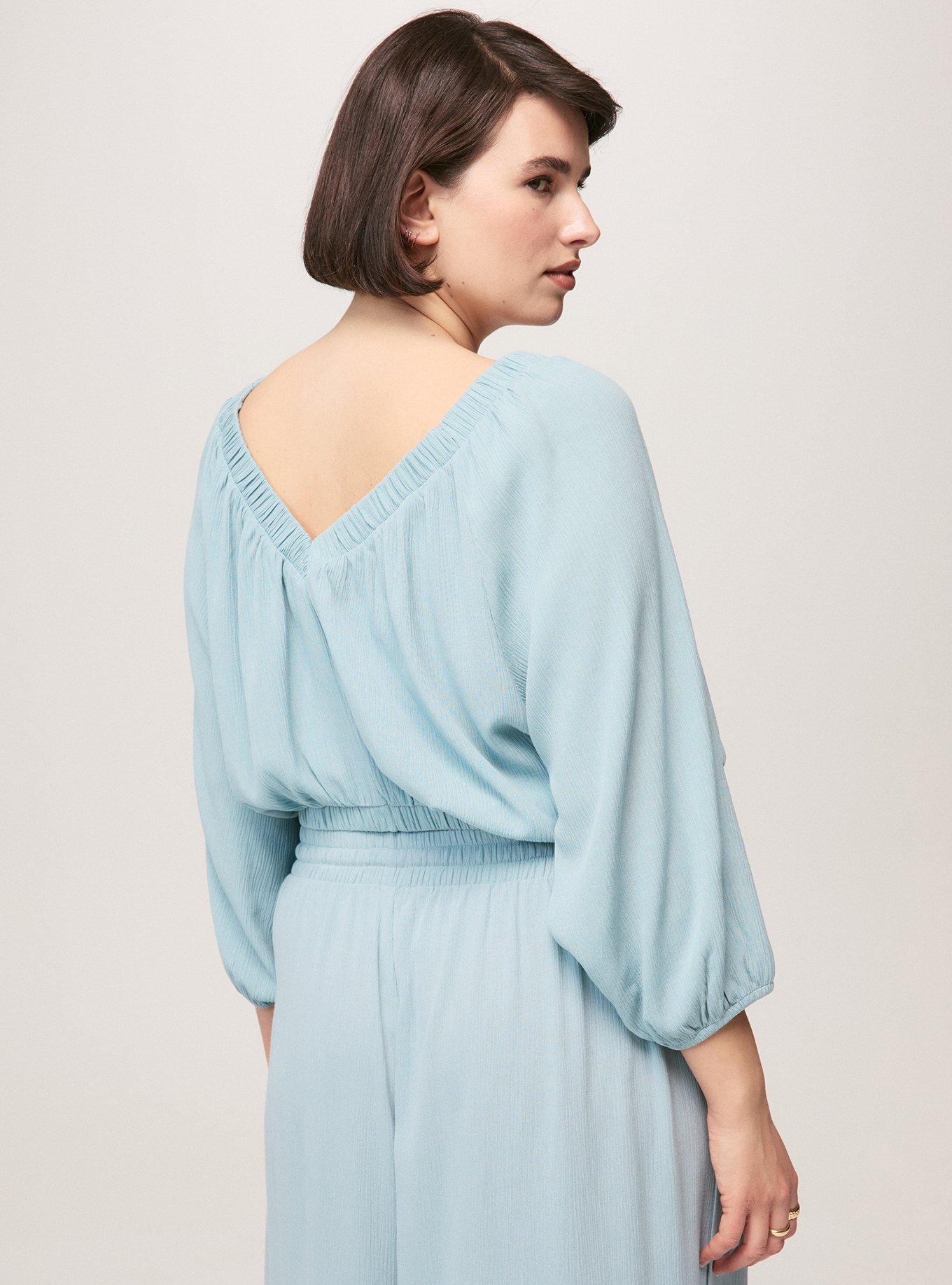 Festi Blouson Sleeve Crop Top, STONE BLUE, alternate