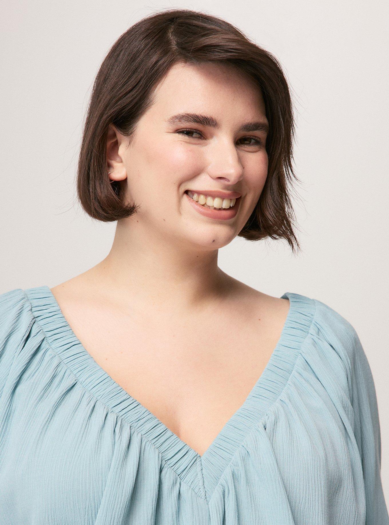 Festi Blouson Sleeve Crop Top, STONE BLUE, alternate