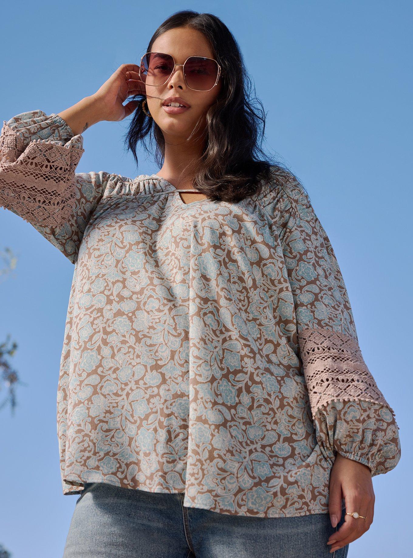 Festi Lace Inset Tunic, RITA PAISLEY MINT, hi-res