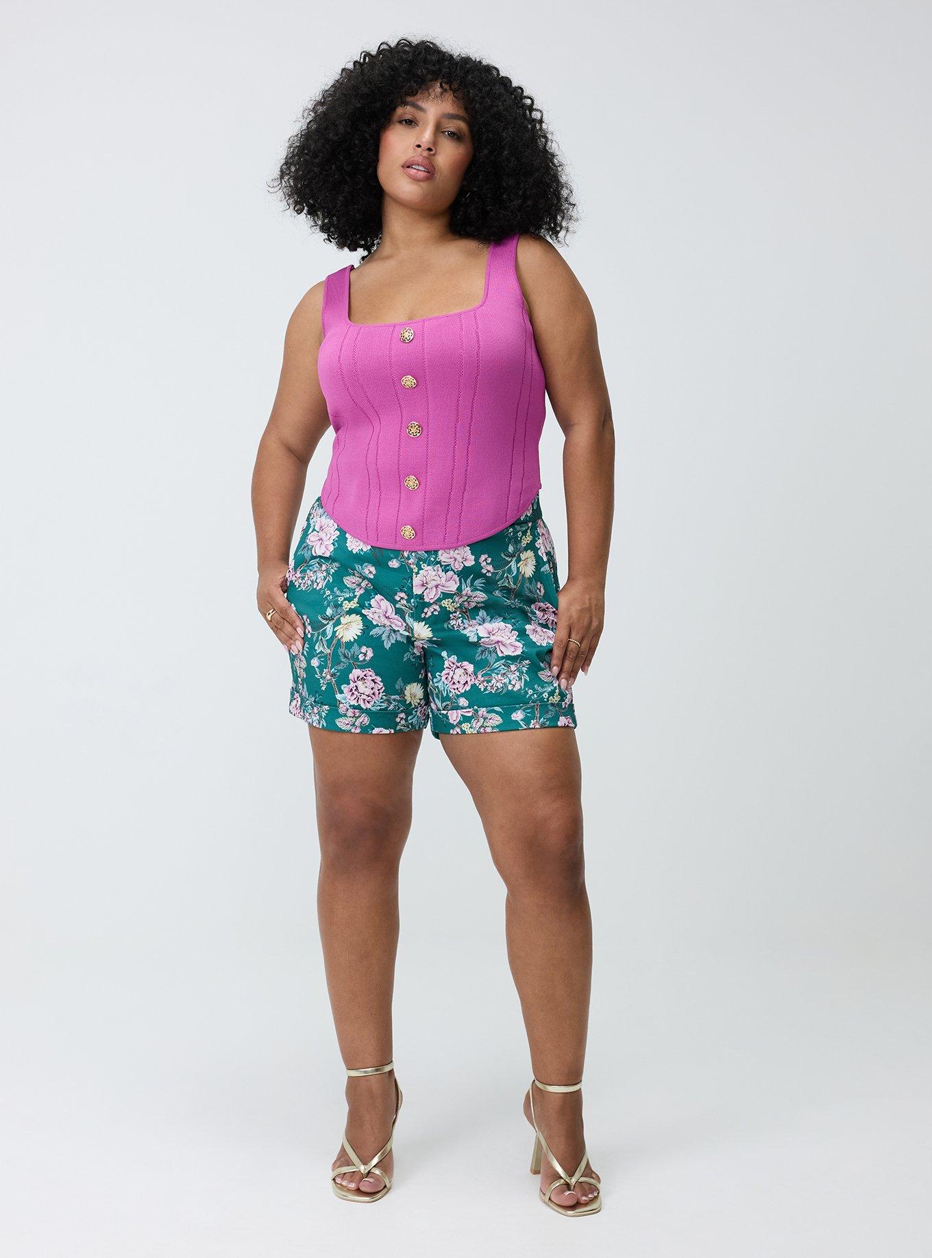 Studio Luxe Trouser Short, BRANCH GARDEN FLORAL GREEN, hi-res