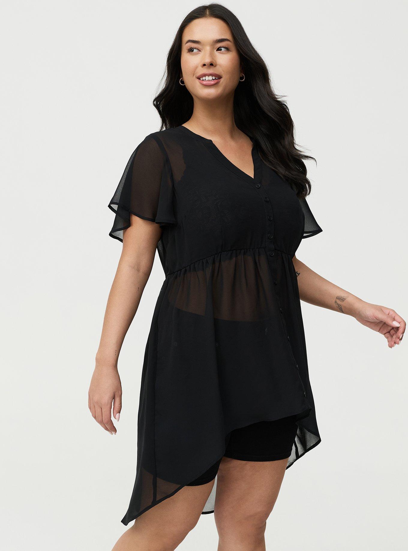 Lexie Chiffon Babydoll Top, DEEP BLACK, alternate