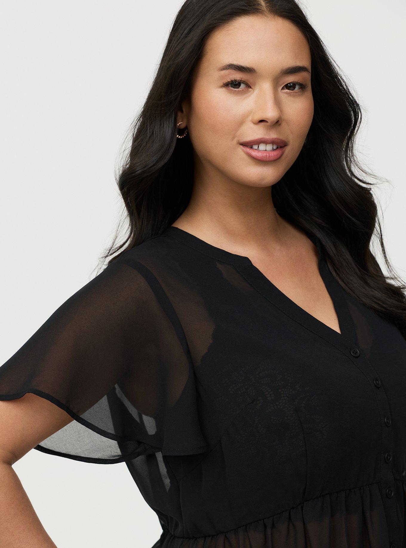 Lexie Chiffon Babydoll Top, DEEP BLACK, alternate