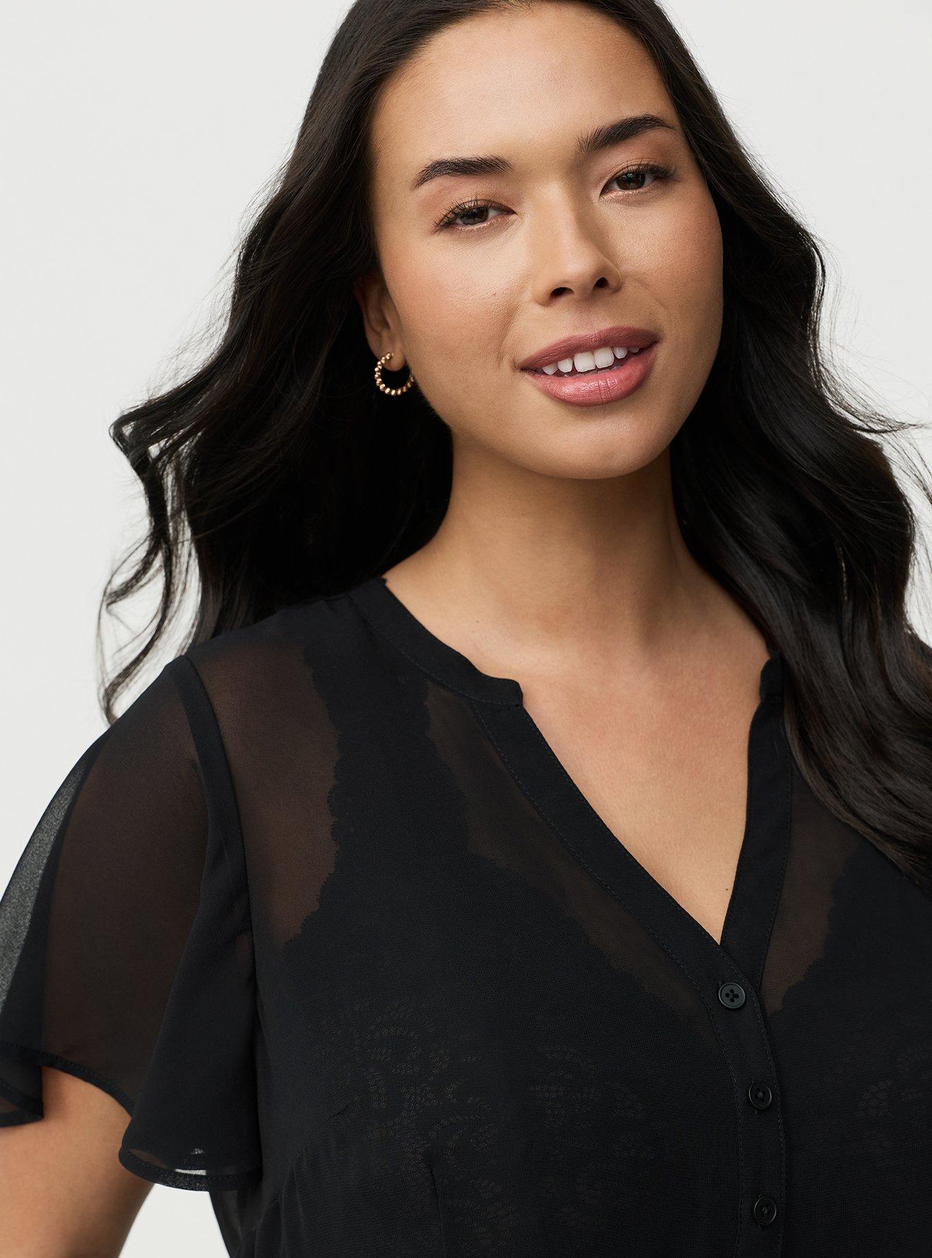 Lexie Chiffon Babydoll Top, DEEP BLACK, alternate