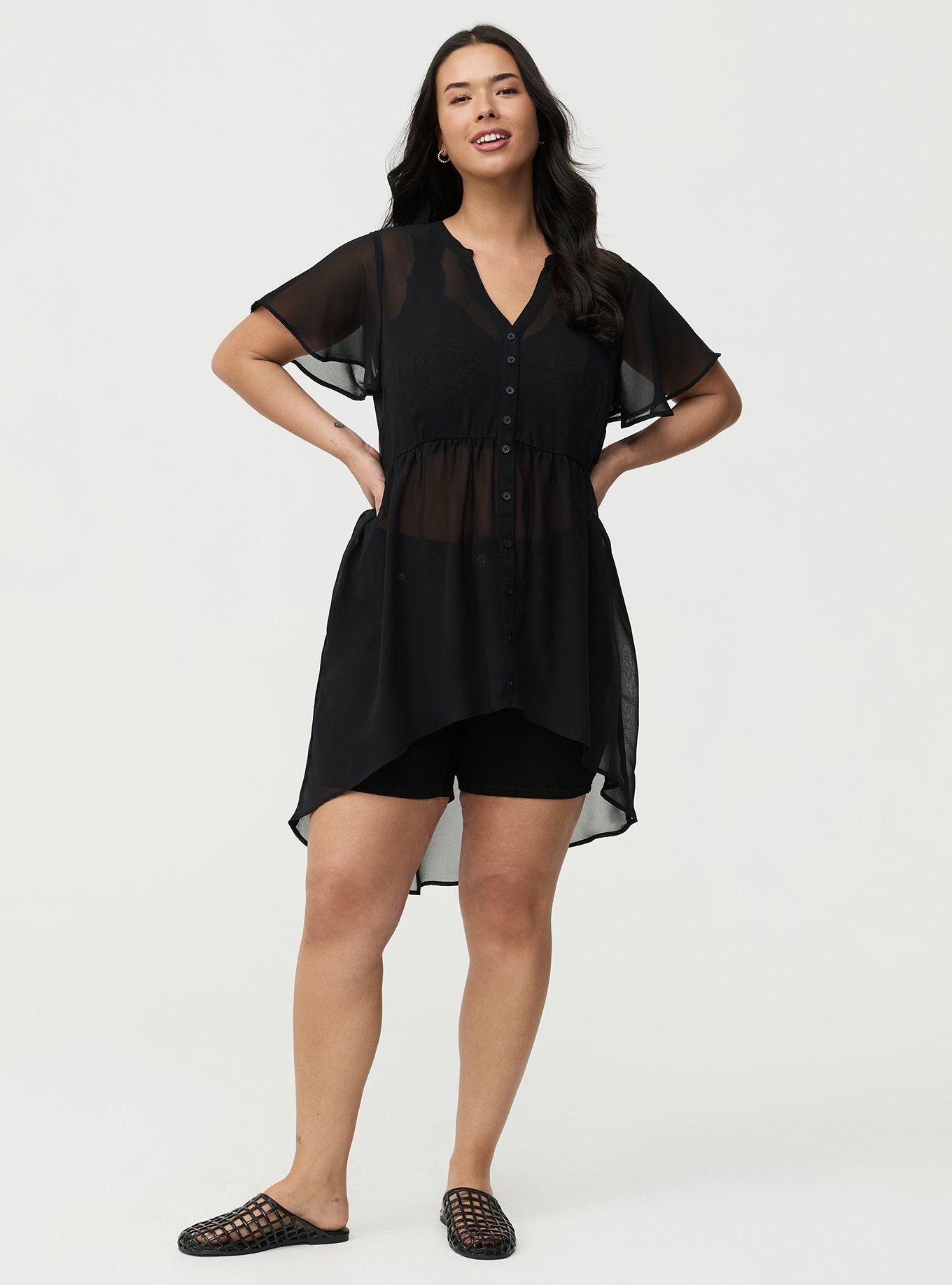 Lexie Chiffon Babydoll Top, DEEP BLACK, hi-res