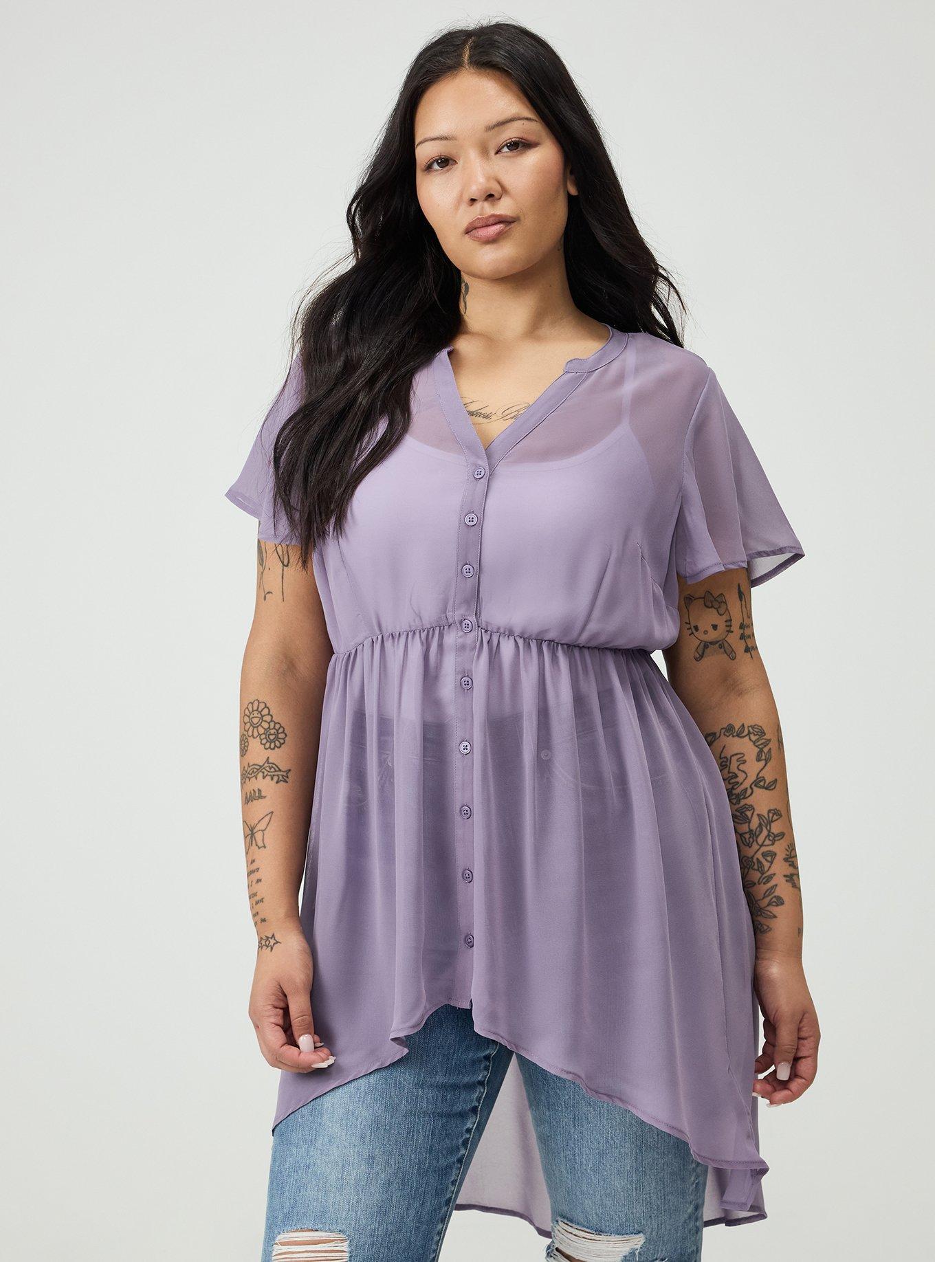 Lexie Chiffon Babydoll Top, PURPLE SAGE, alternate