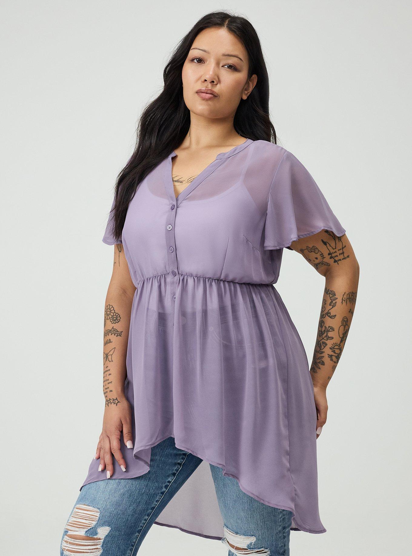 Lexie Chiffon Babydoll Top, PURPLE SAGE, alternate