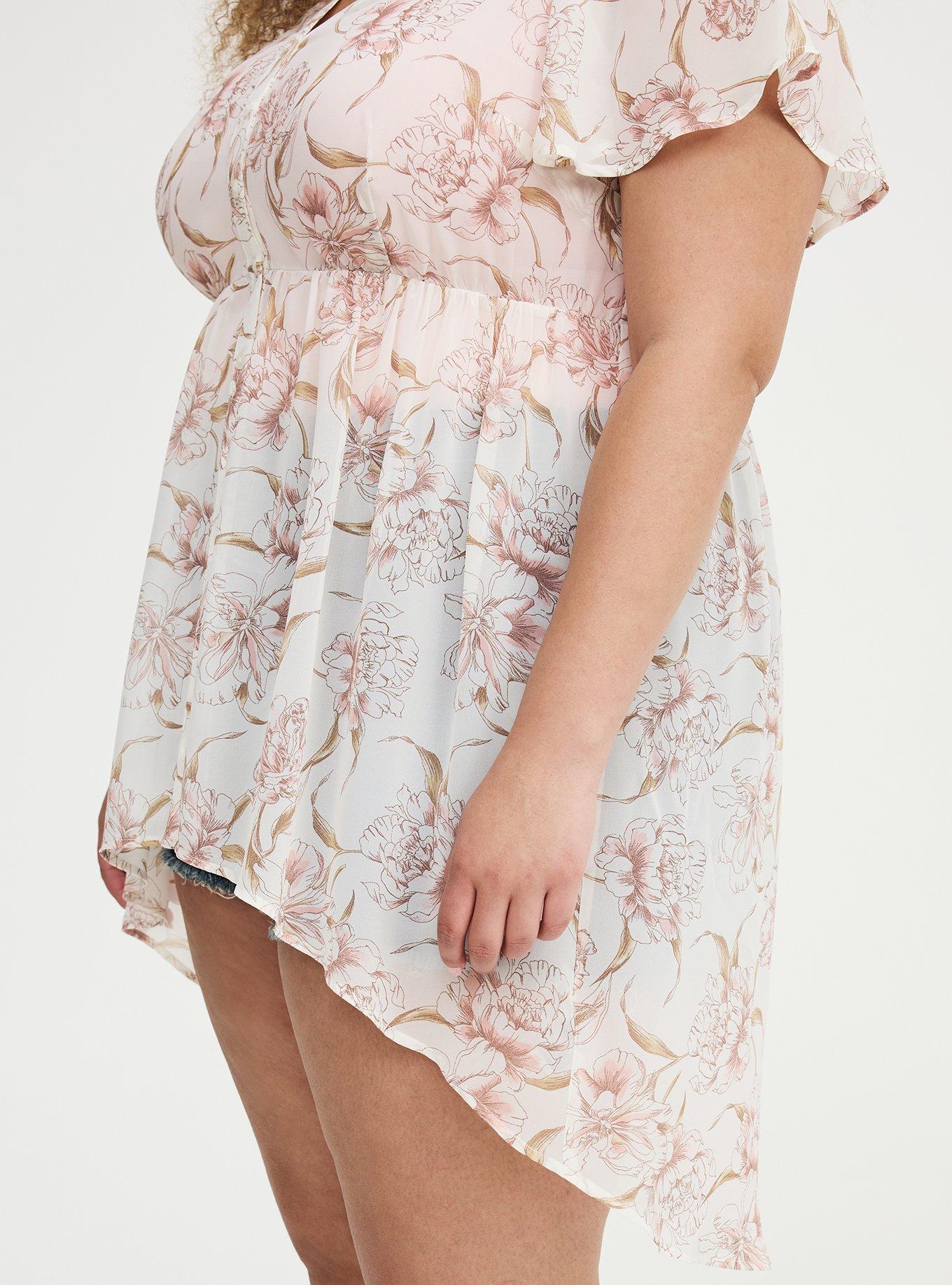 Lexie Chiffon Babydoll Top, SKETCHBOOK FLORAL IVORY, alternate