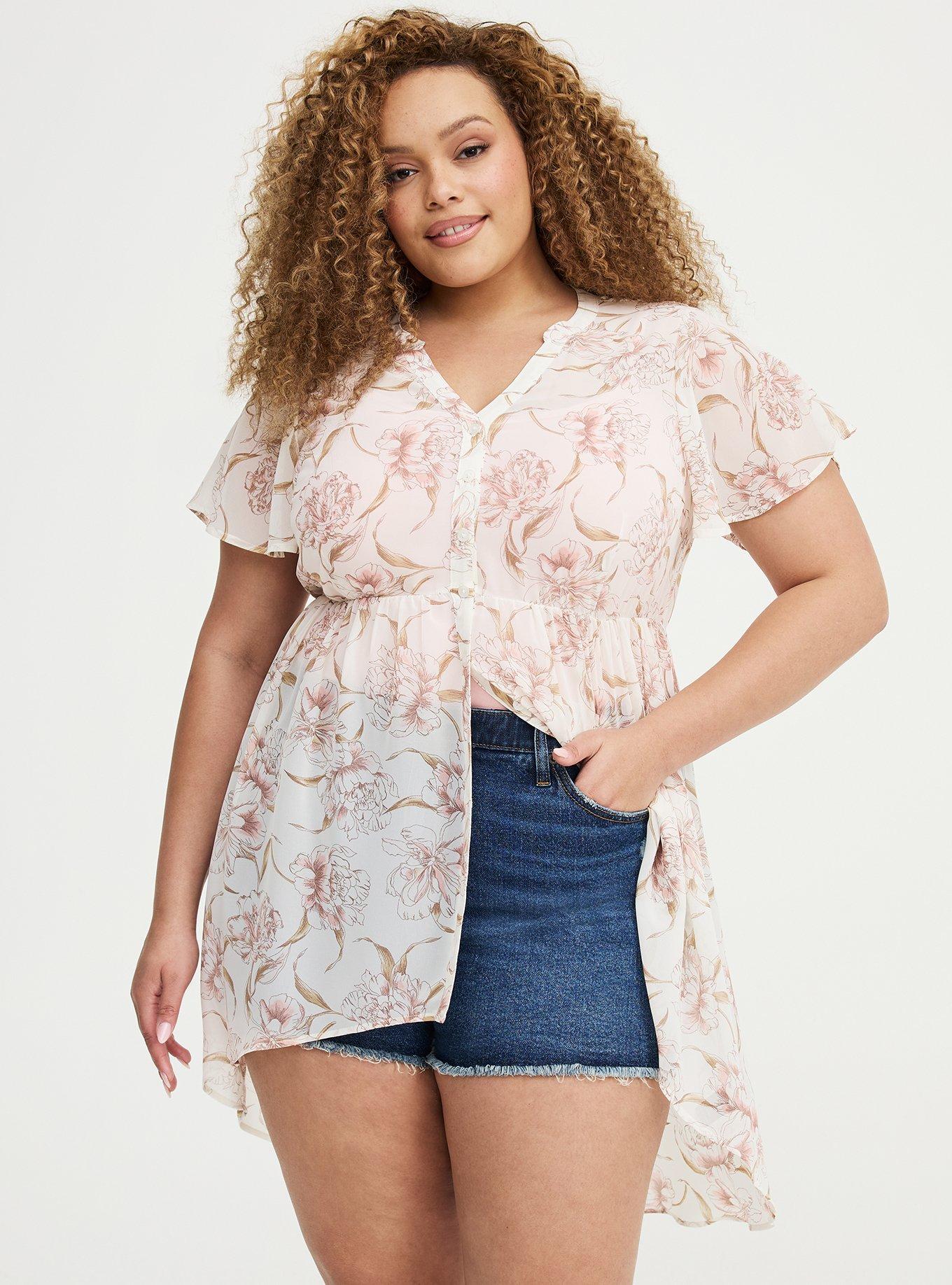 Lexie Chiffon Babydoll Top, SKETCHBOOK FLORAL IVORY, hi-res