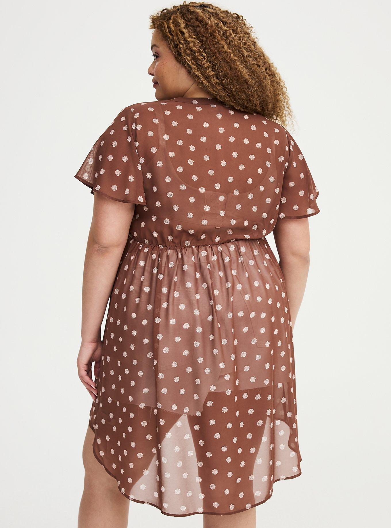 Lexie Chiffon Babydoll Top, PETITE SHELLS BROWN, alternate