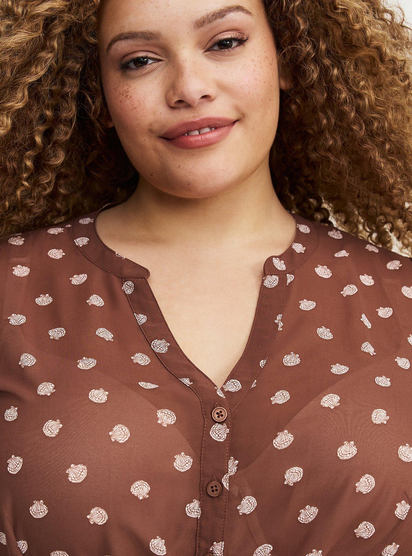 Lexie Chiffon Babydoll Top, PETITE SHELLS BROWN, alternate