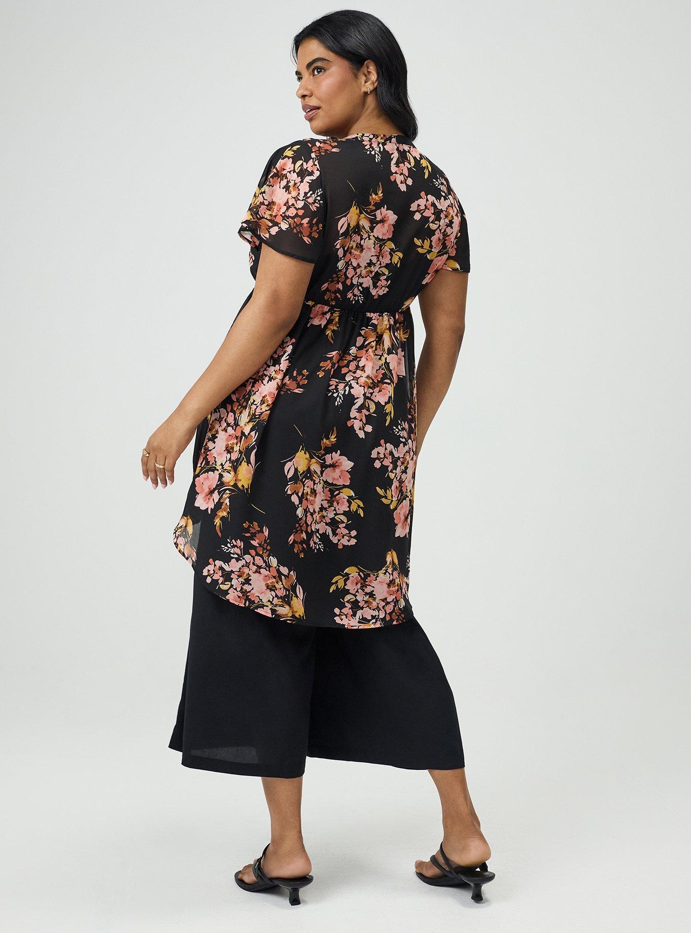 Lexie Chiffon Babydoll Top, PRETTY ARTSY FLORAL DEEP BLACK, alternate