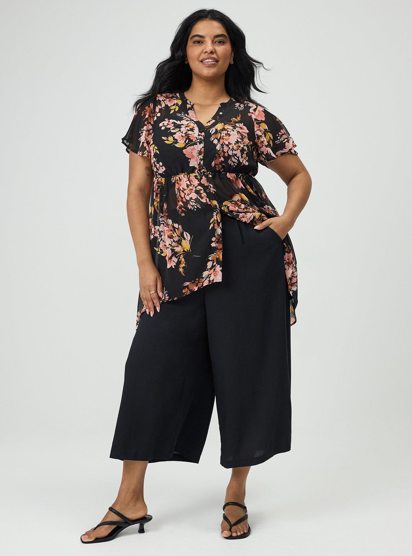 Lexie Chiffon Babydoll Top, PRETTY ARTSY FLORAL DEEP BLACK, alternate