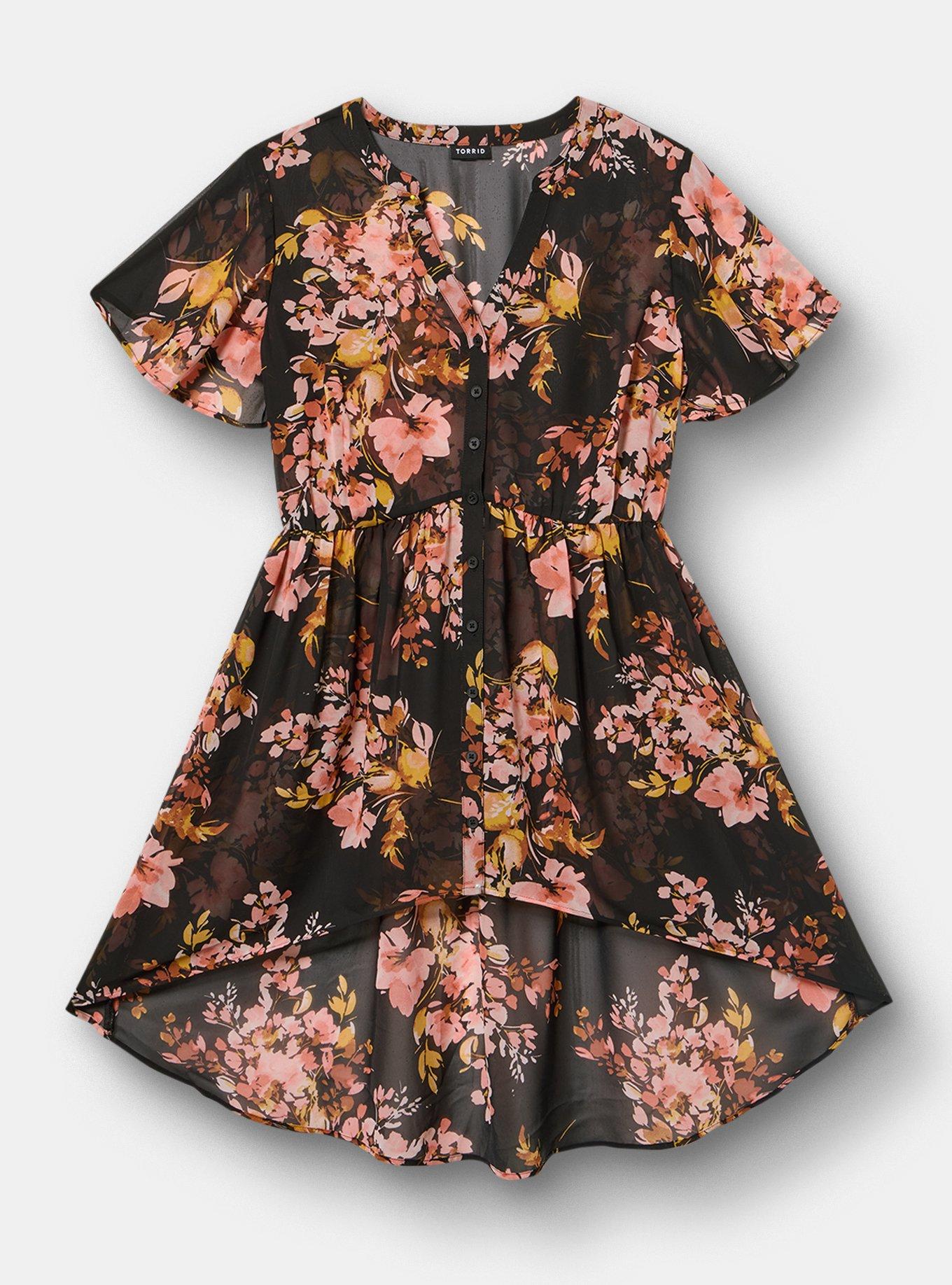 Lexie Chiffon Babydoll Top, PRETTY ARTSY FLORAL DEEP BLACK, hi-res