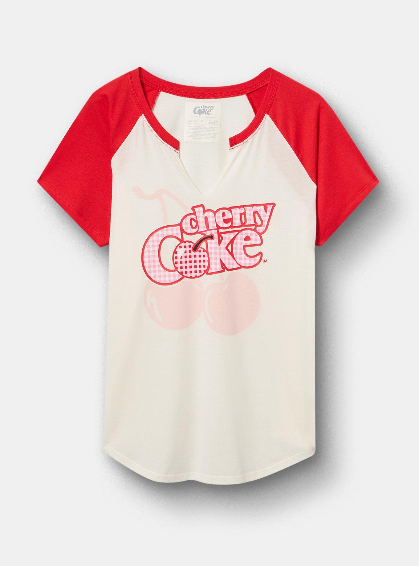 Plus Size Cherry Coke Classic Cotton Raglan Tee, CHERRY COKE WHISPER WHITE, hi-res
