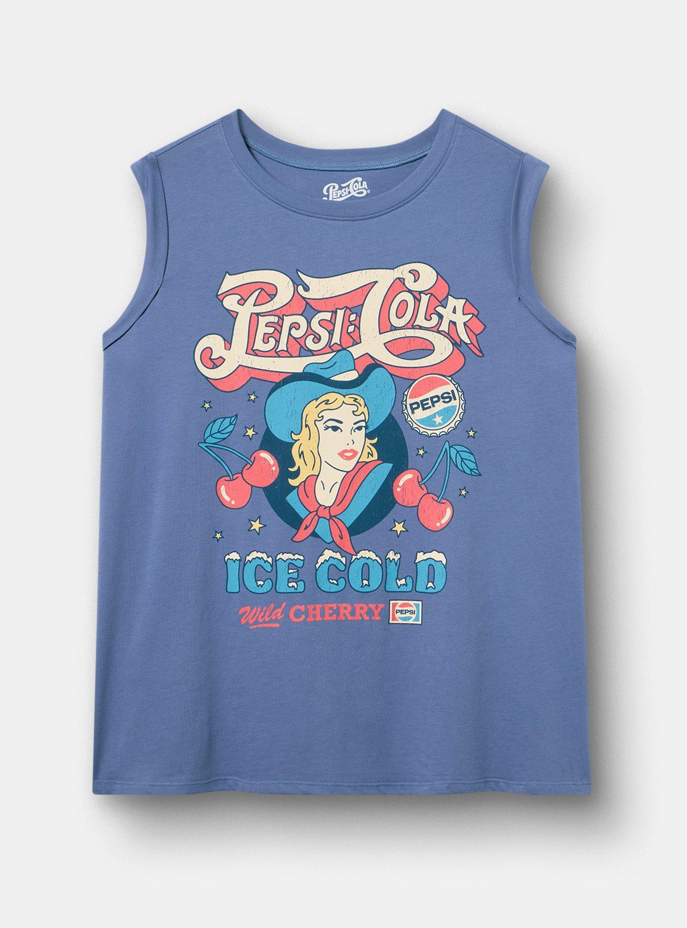Plus Size Pepsi Cola Cotton Muscle Roll Sleeve Tank, PEPSI COLA COWBOY BLUE HORIZON, hi-res