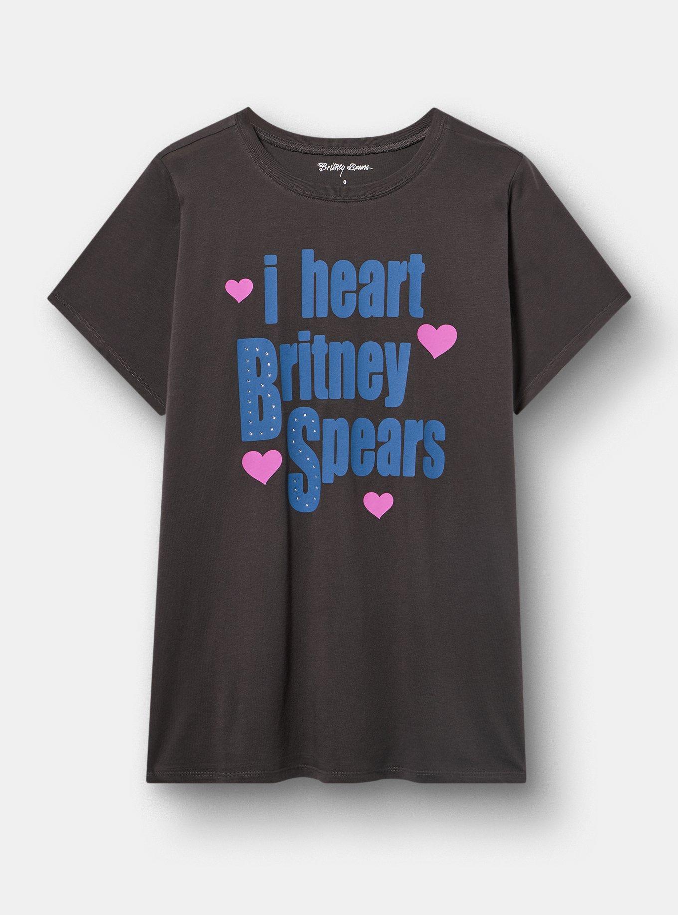 Britney Spears Classic Cotton Crew Tee, I HEART BRITNEY OBSIDIAN, hi-res