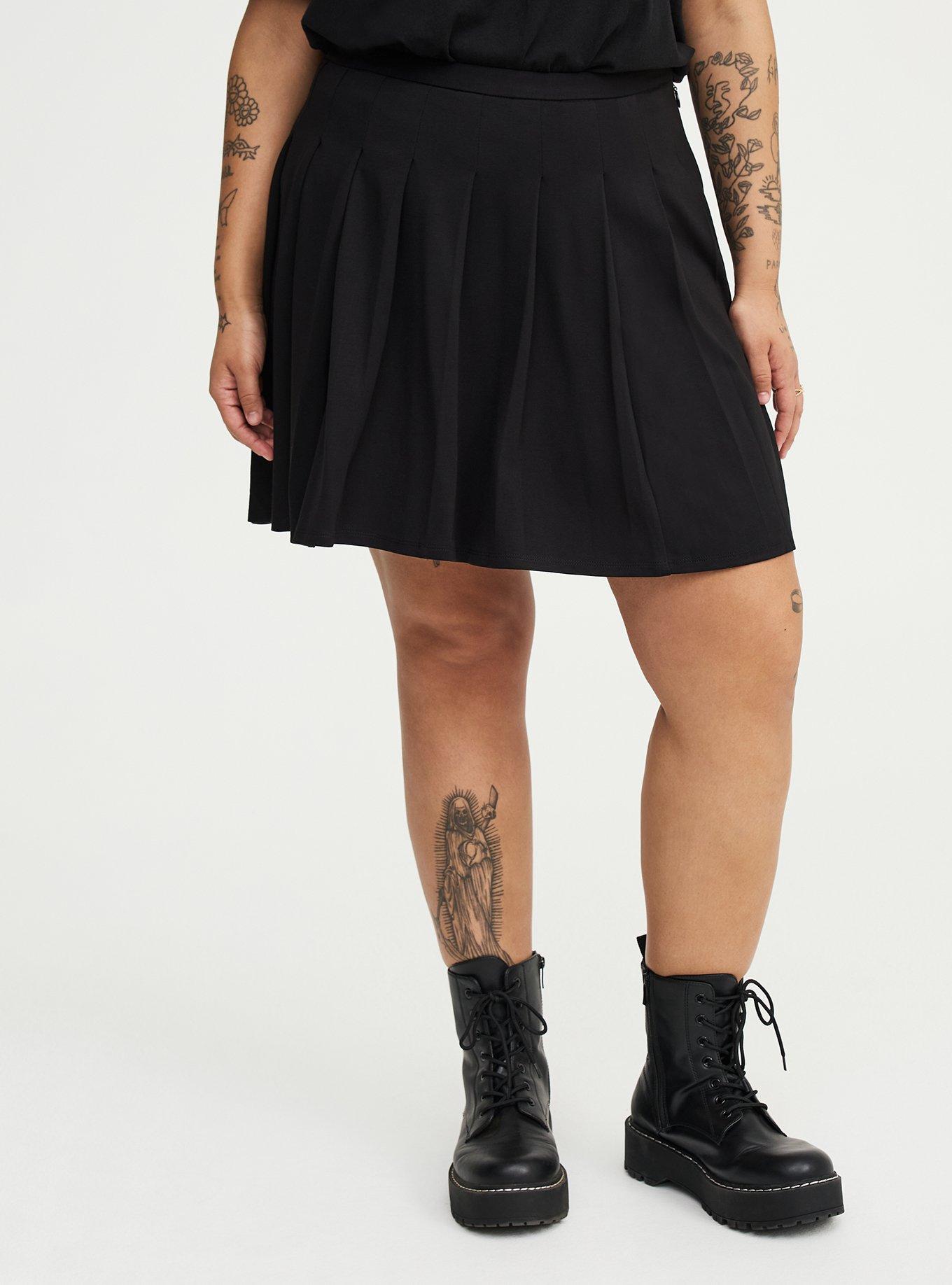 Pleated Mini Skort, DEEP BLACK, alternate