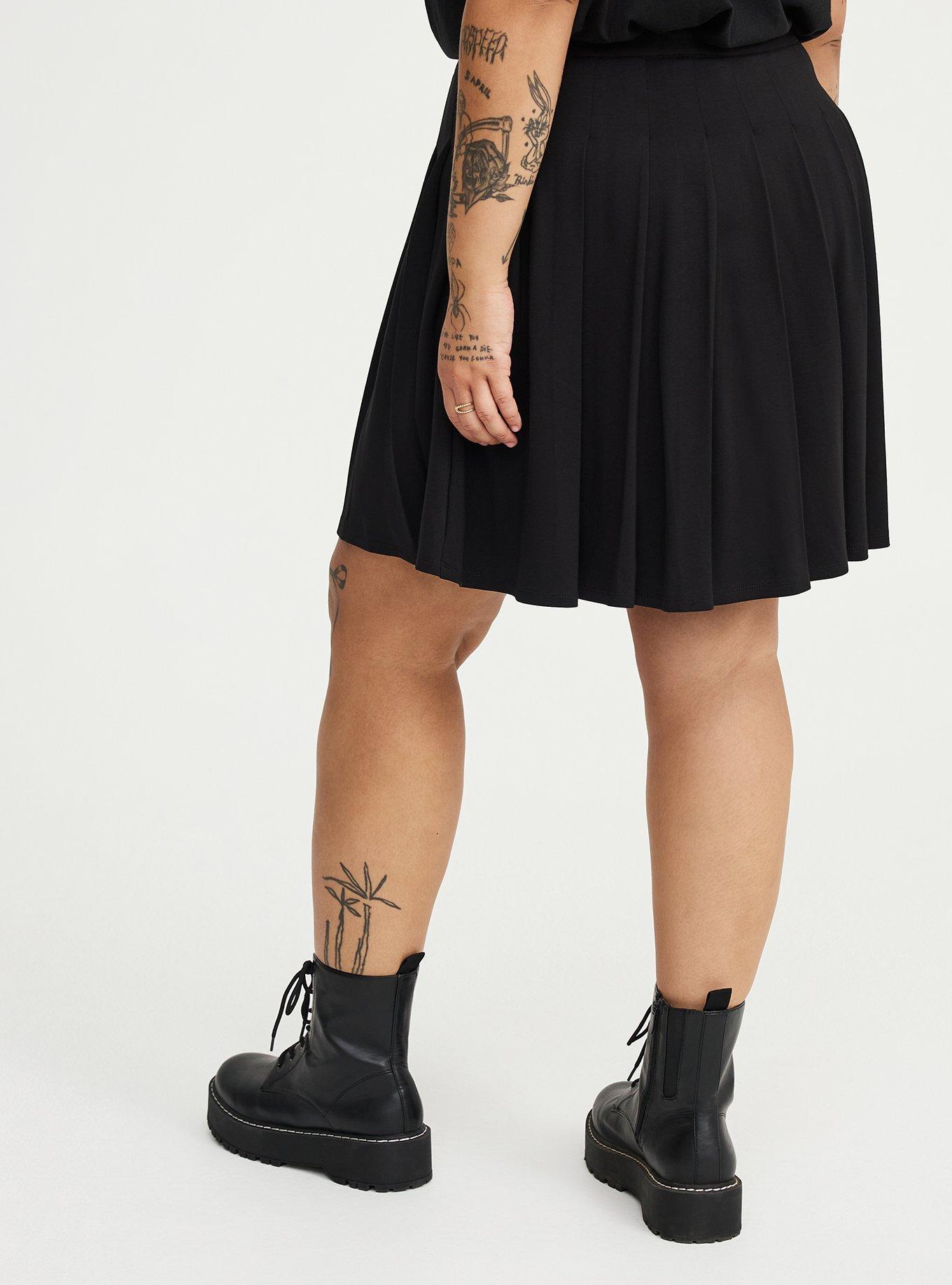 Pleated Mini Skort, DEEP BLACK, alternate