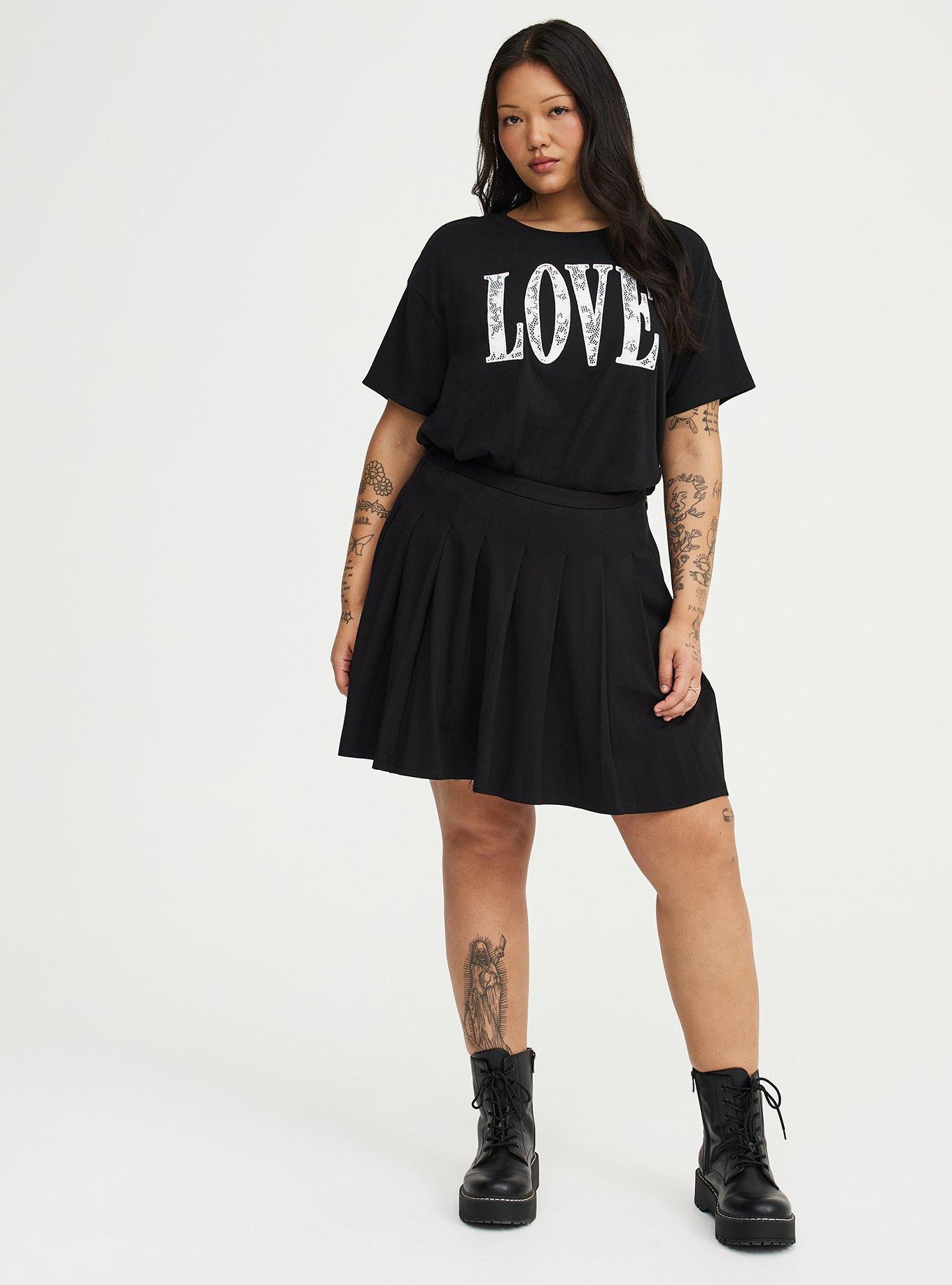 Pleated Mini Skort, DEEP BLACK, alternate