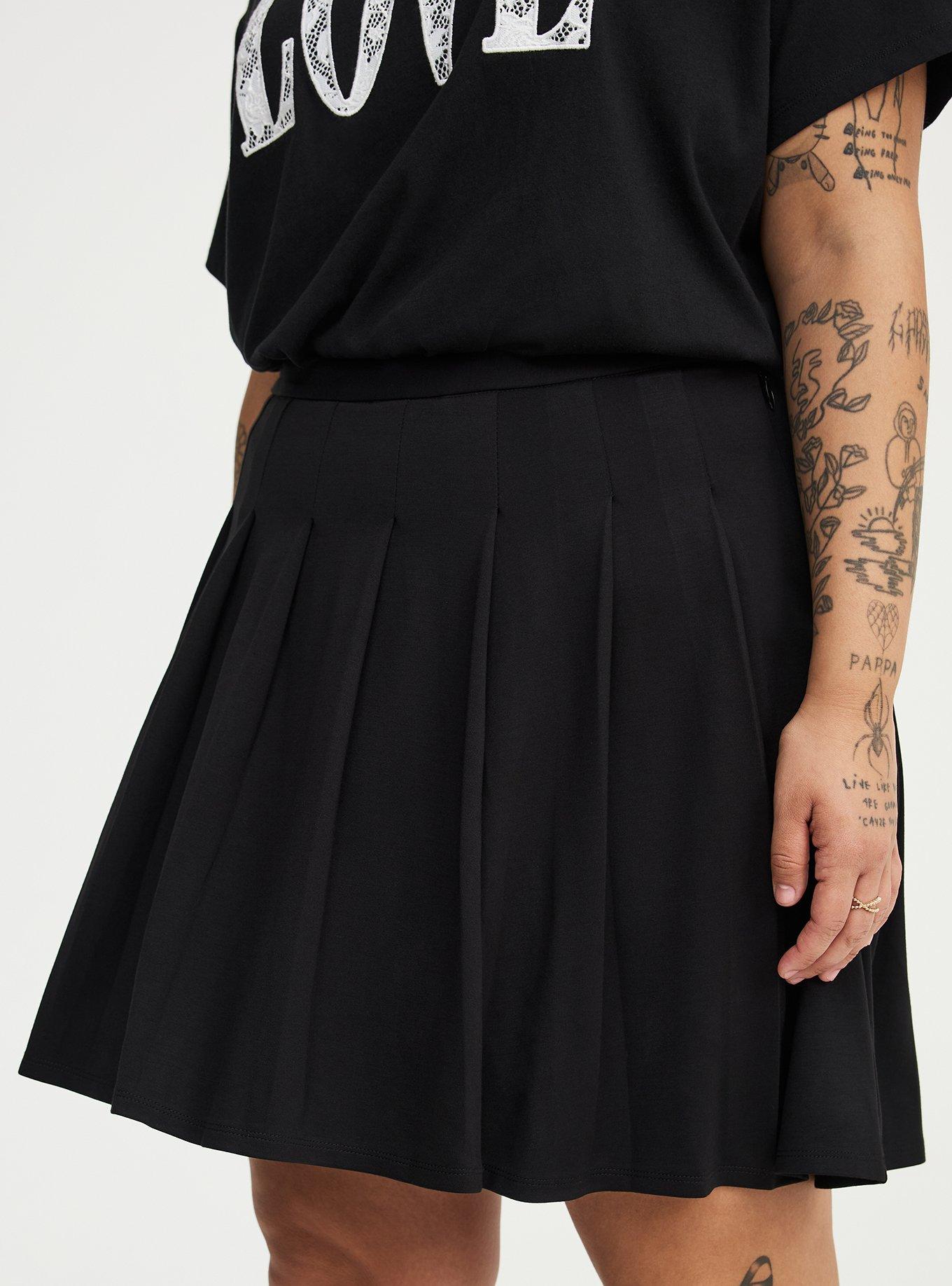 Pleated Mini Skort, DEEP BLACK, alternate