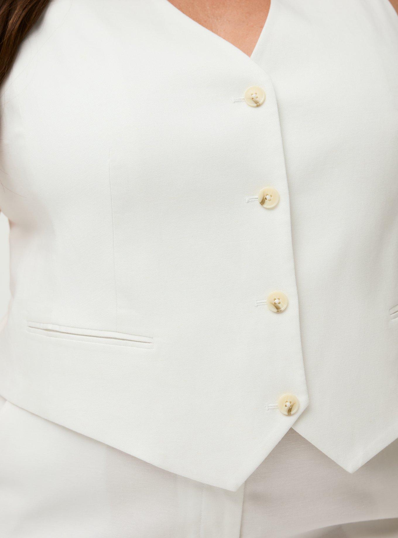 Studio Linen-Blend Vest, BLANC DE BLANC, alternate