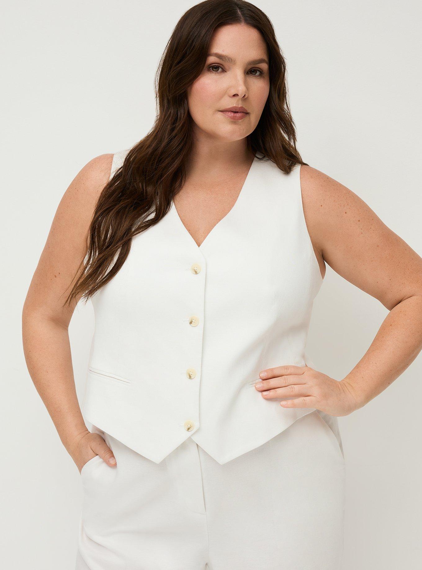 Studio Linen-Blend Vest, BLANC DE BLANC, hi-res