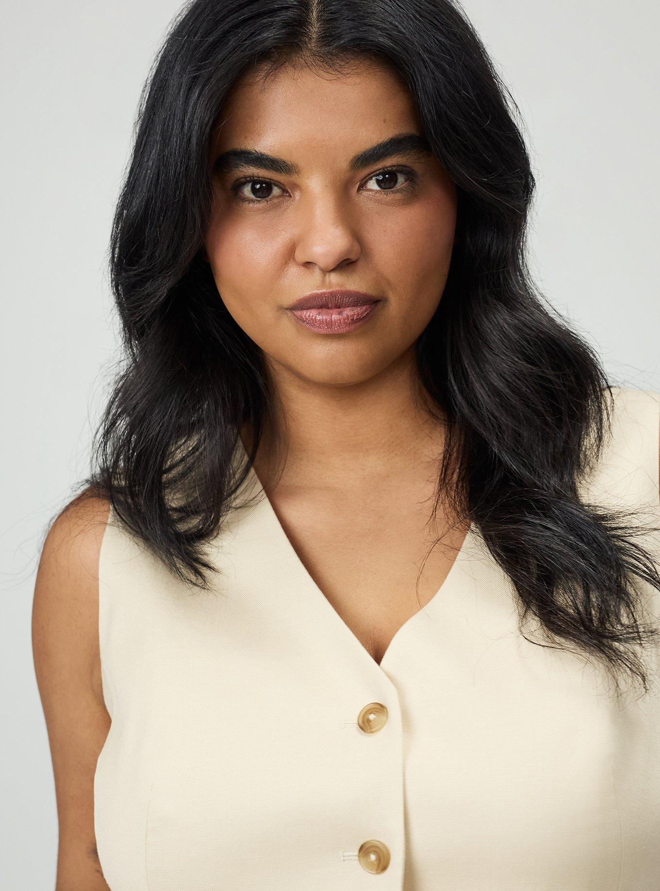 Studio Linen-Blend Vest, CREME BRULEE, alternate