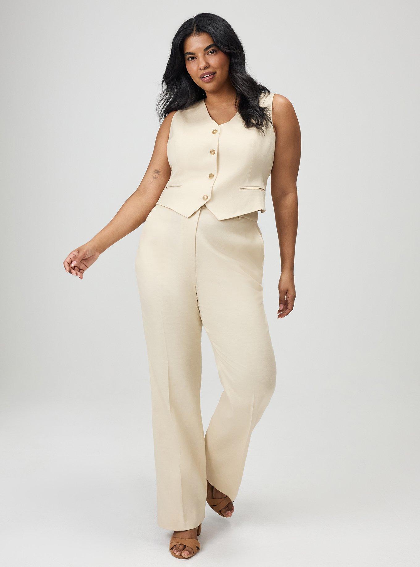 Studio Linen-Blend Vest, CREME BRULEE, alternate