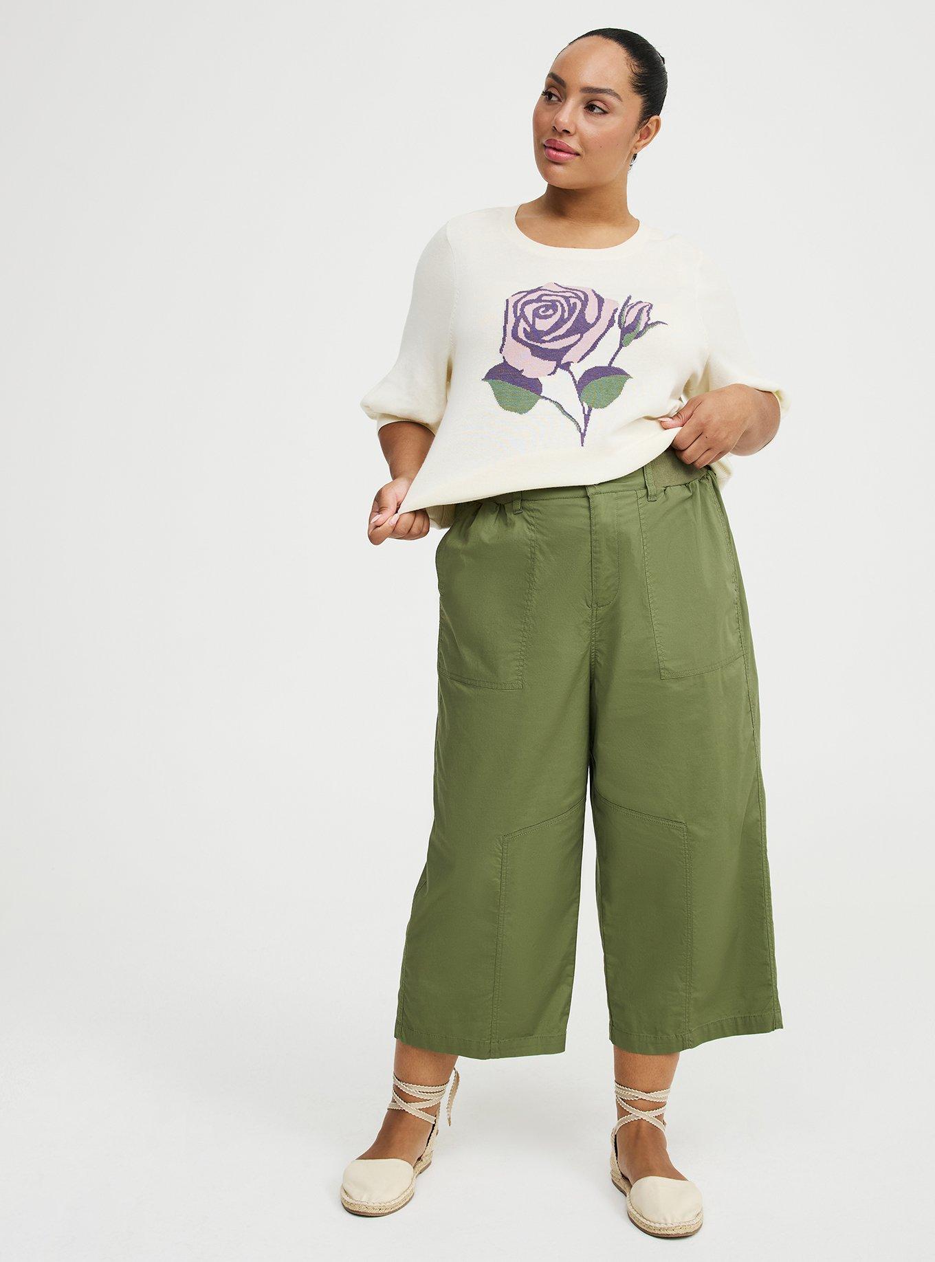 Utility Wide Leg Crop Pant, OLIVINE, alternate