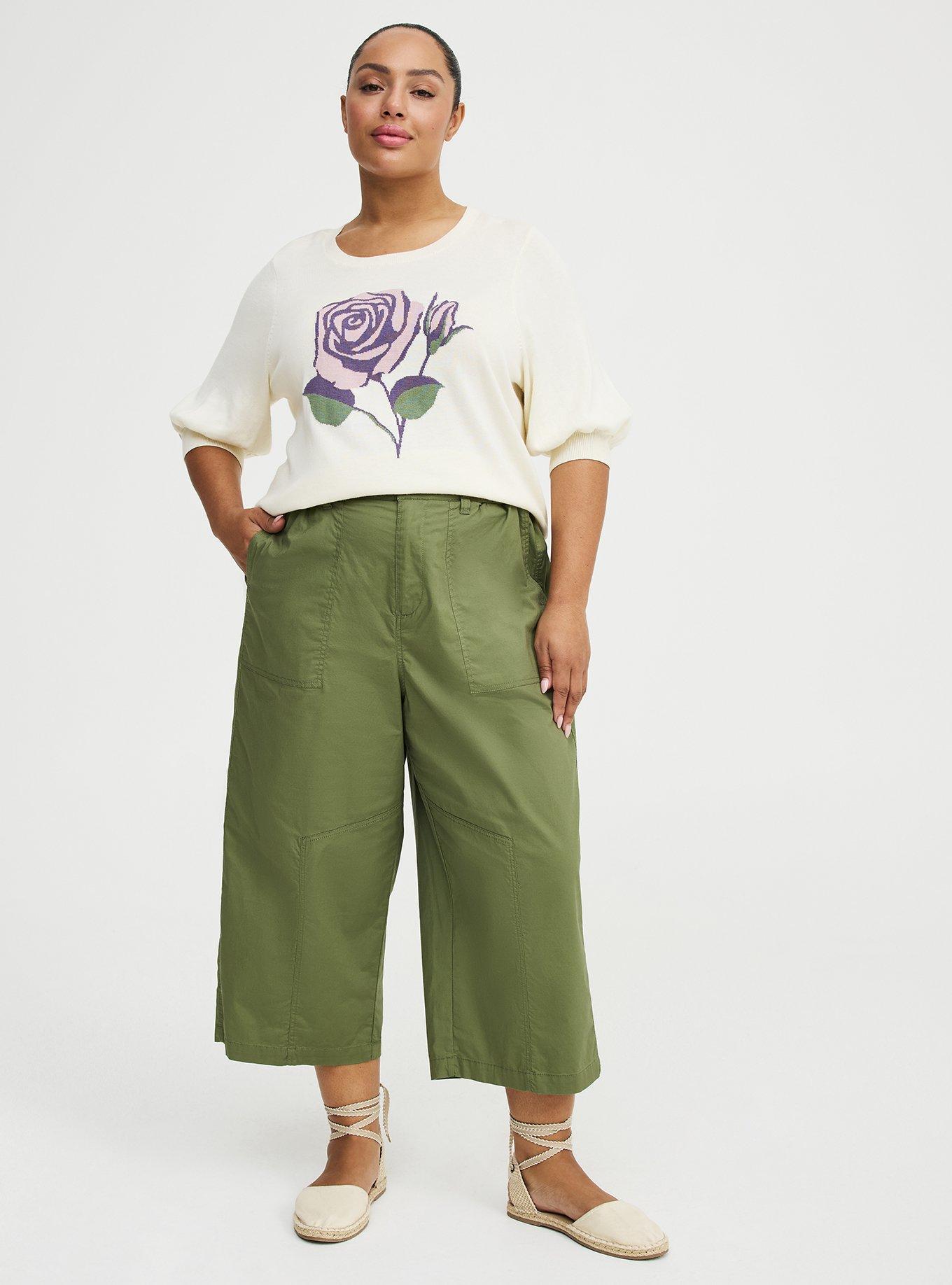Utility Wide Leg Crop Pant, OLIVINE, hi-res