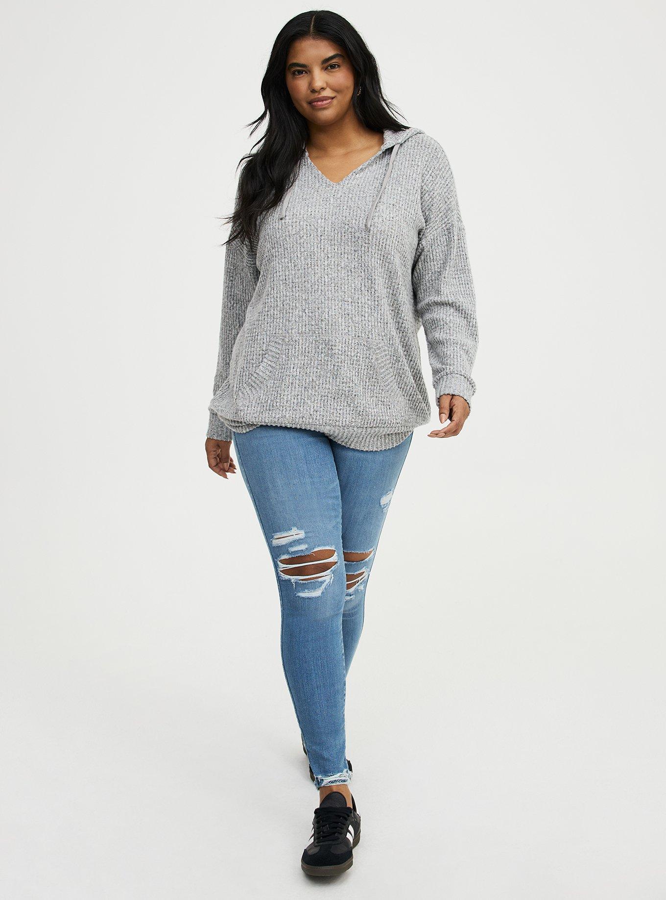 Brushed Waffle Hoodie, MED HEATHER GREY, alternate