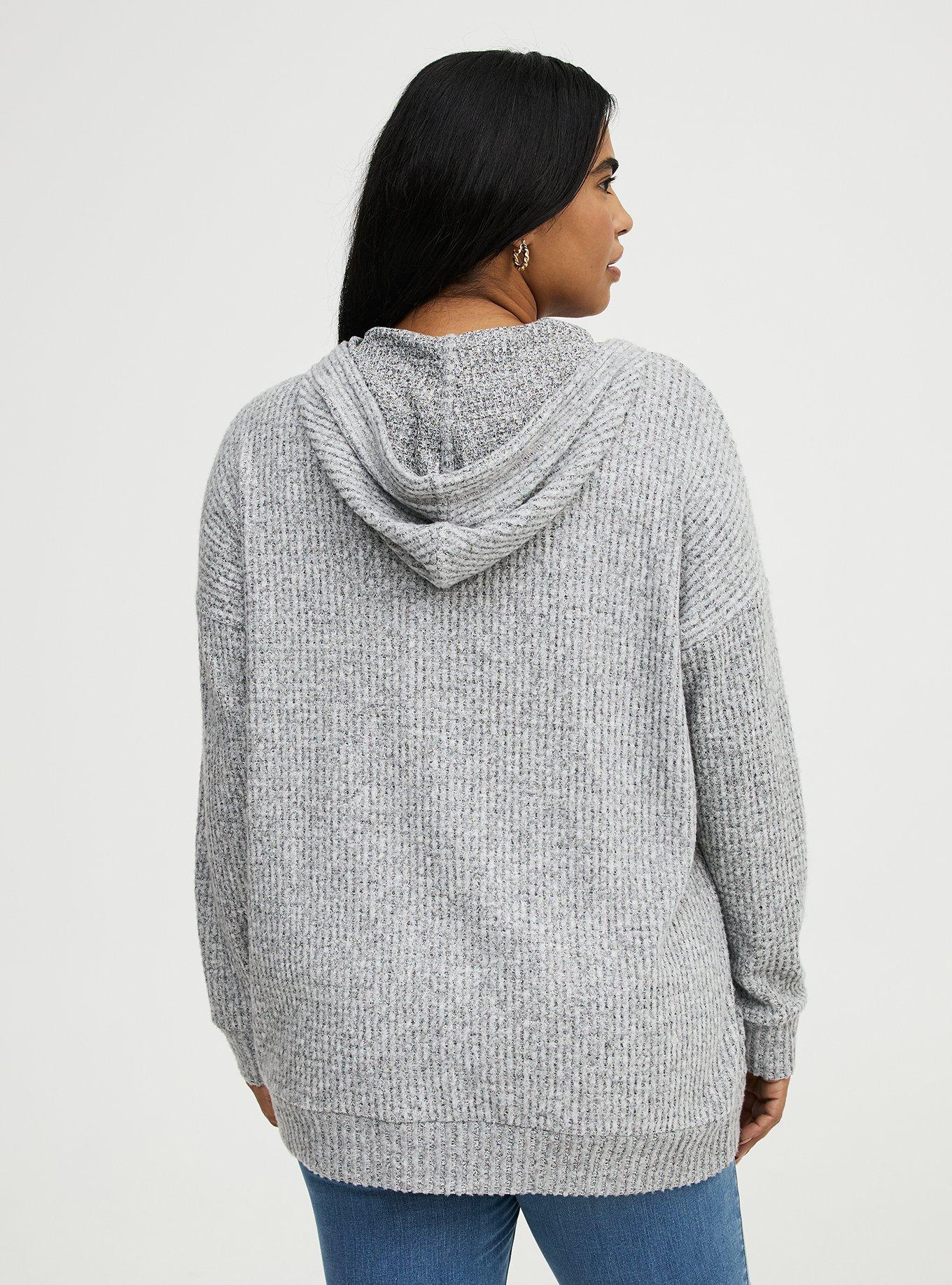 Brushed Waffle Hoodie, MED HEATHER GREY, alternate