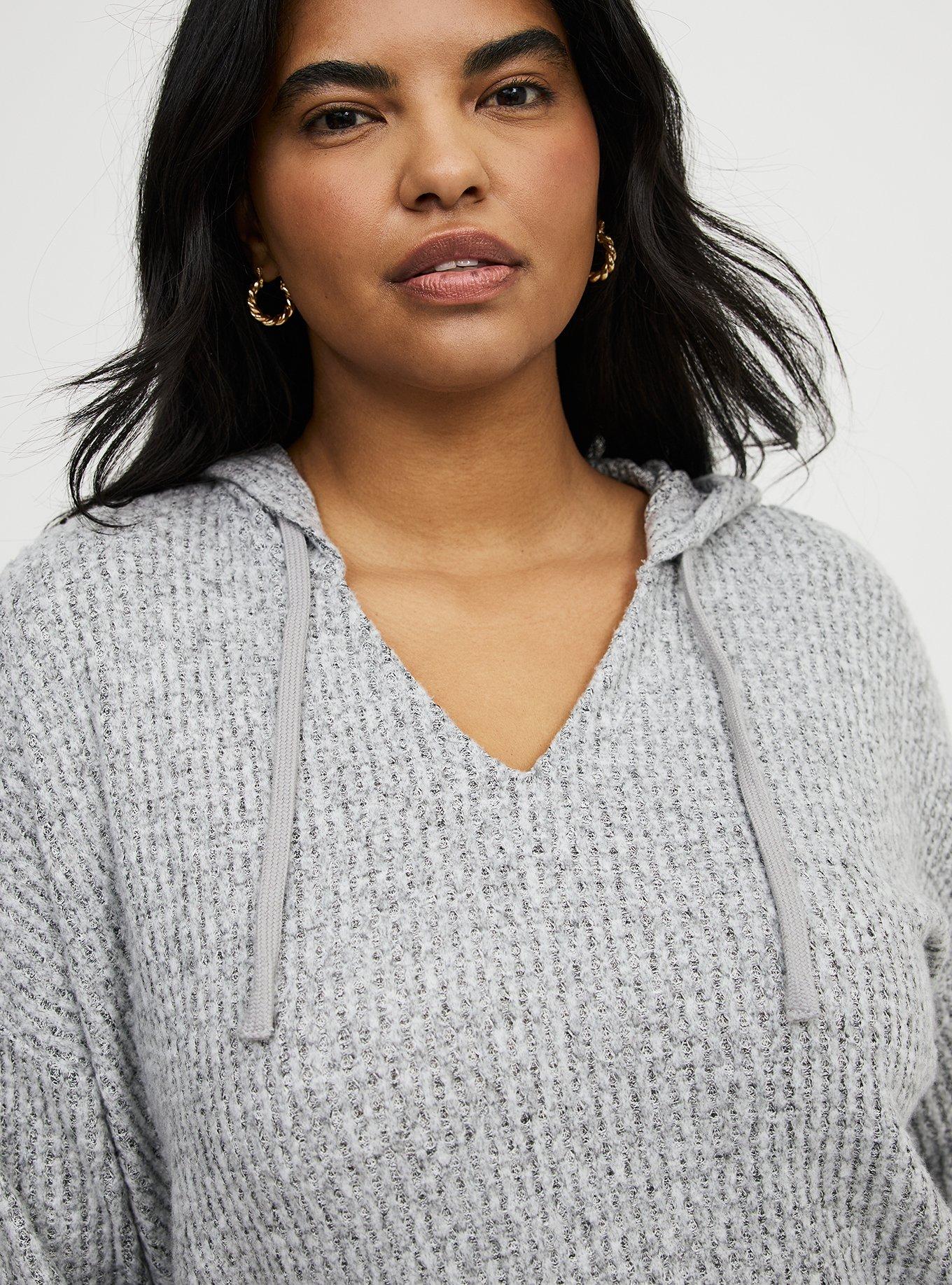 Brushed Waffle Hoodie, MED HEATHER GREY, alternate