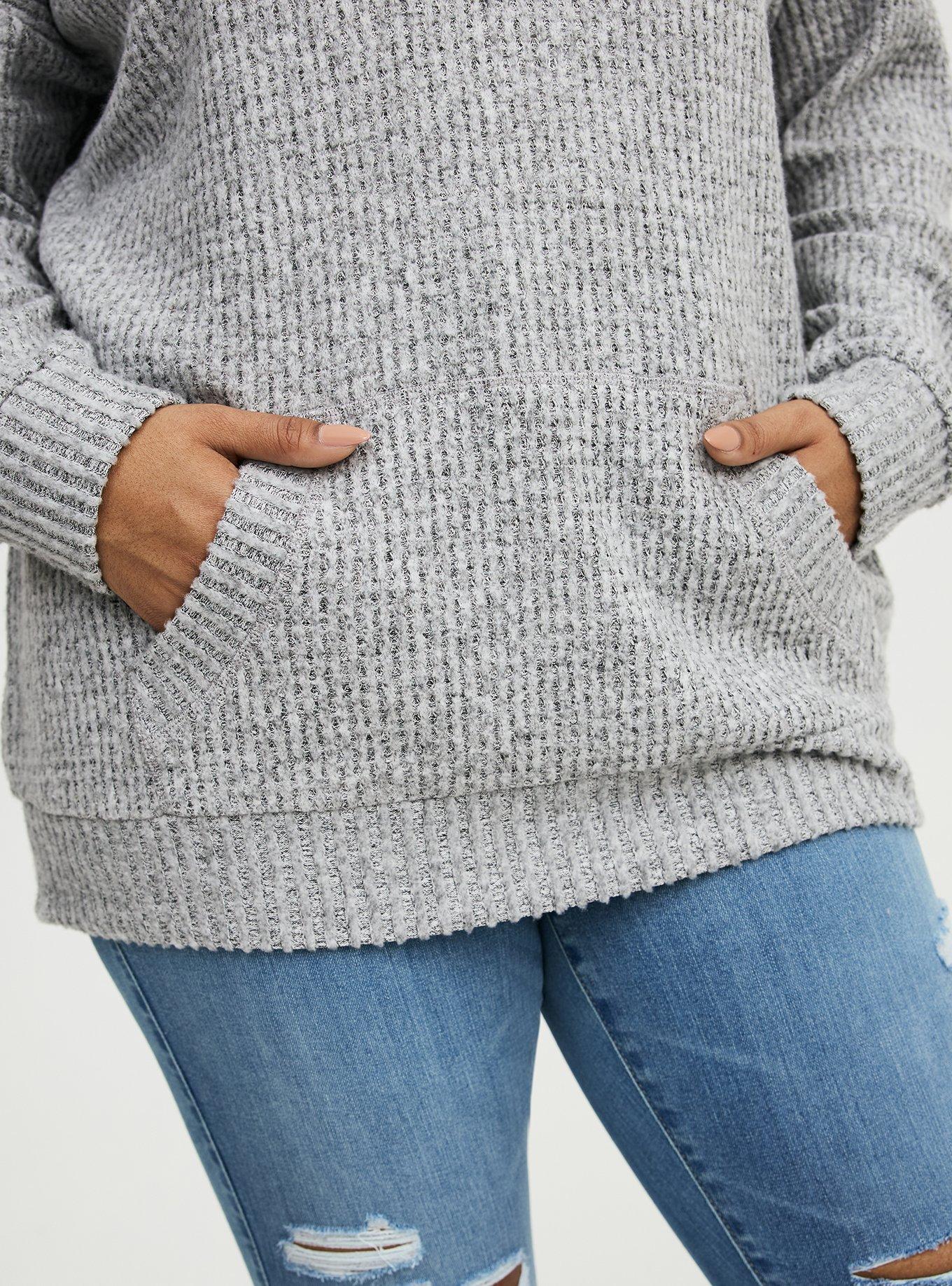 Brushed Waffle Hoodie, MED HEATHER GREY, alternate