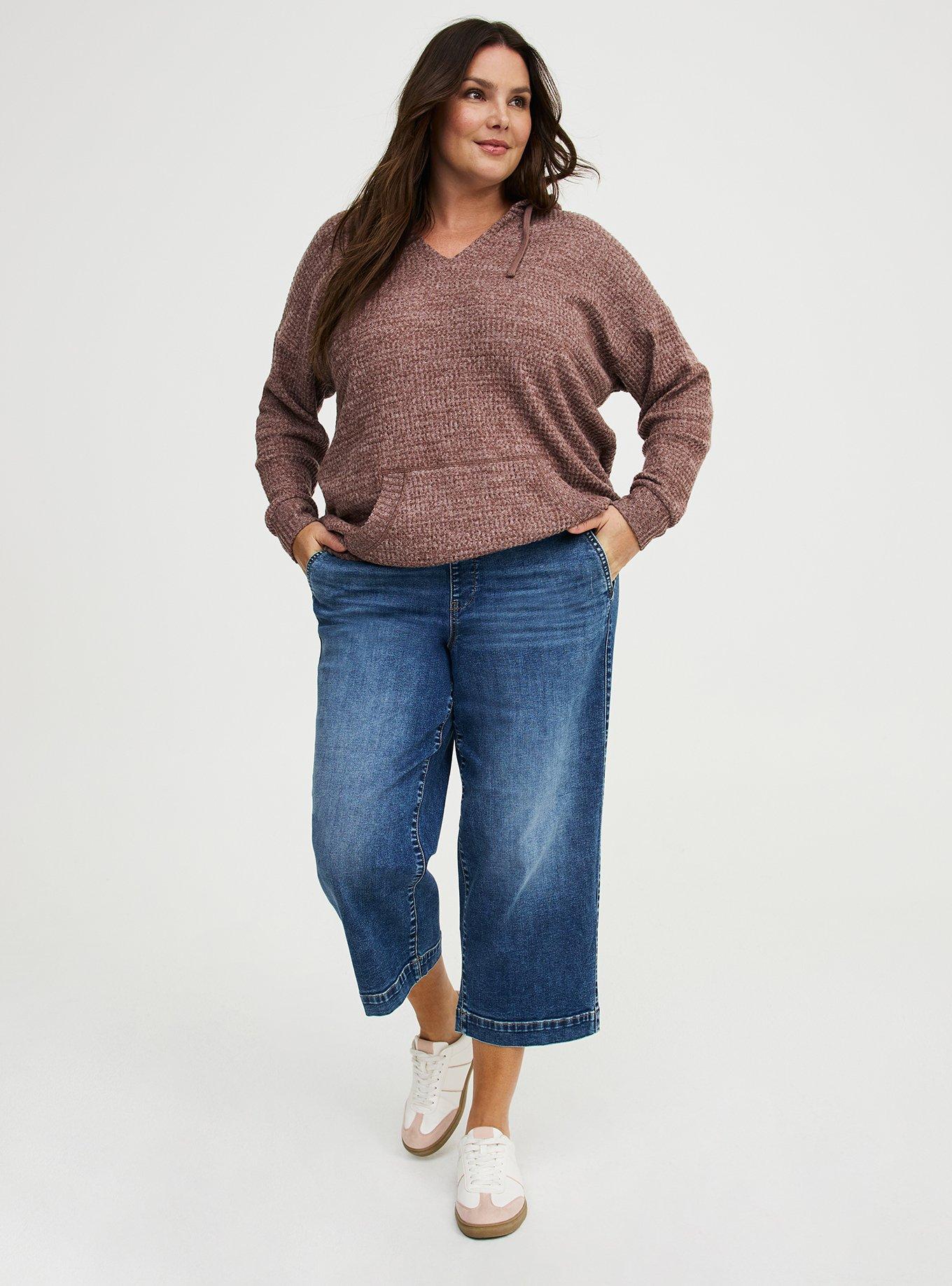 Brushed Waffle Hoodie, DEEP TAUPE WHITE MARL, alternate