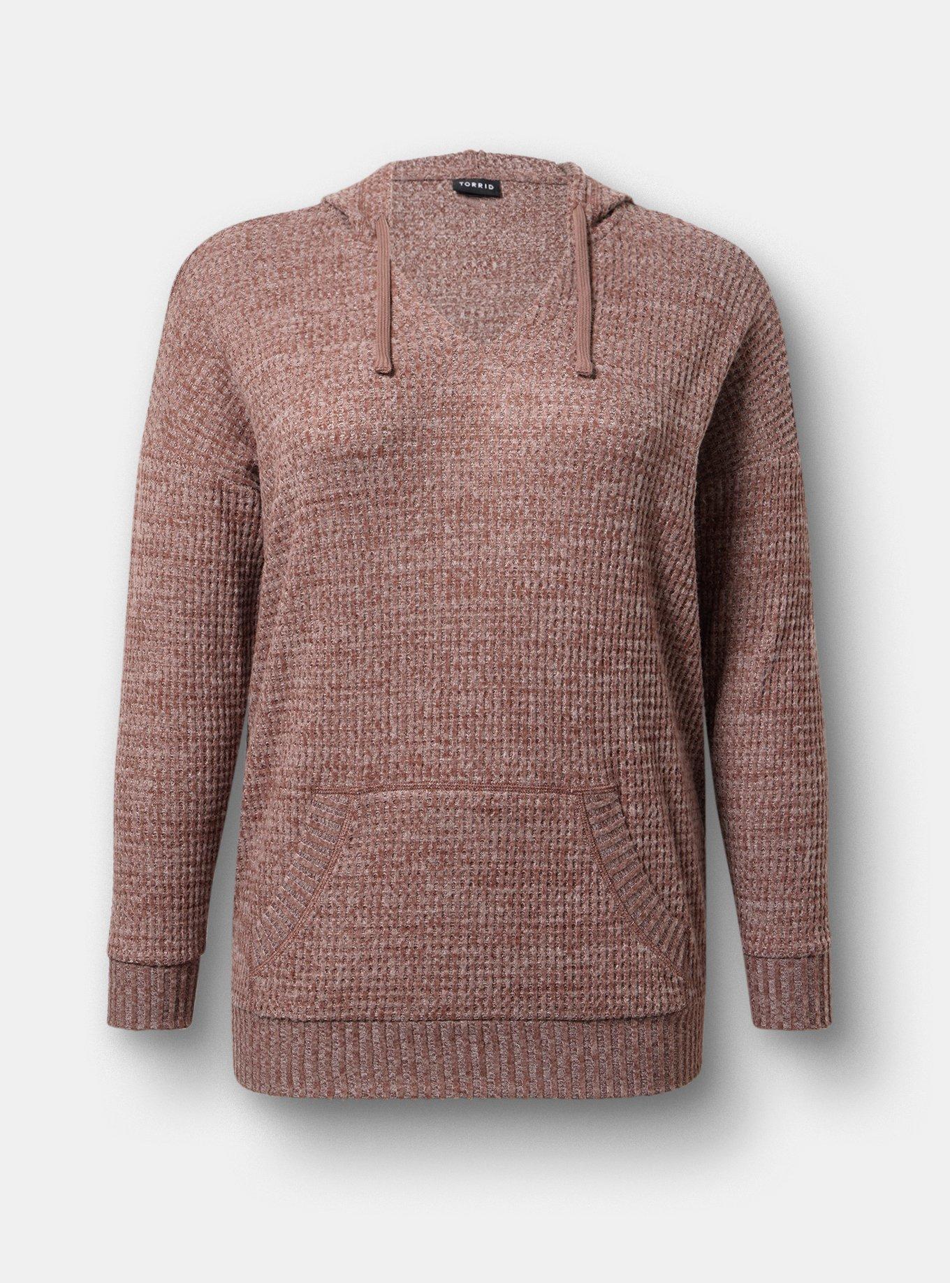 Brushed Waffle Hoodie, DEEP TAUPE WHITE MARL, hi-res