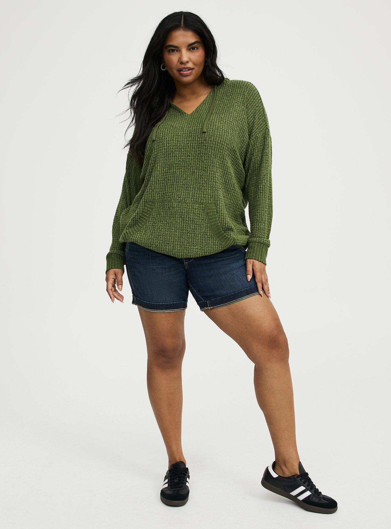 Brushed Waffle Hoodie, OLIVINE BLACK MARL, alternate