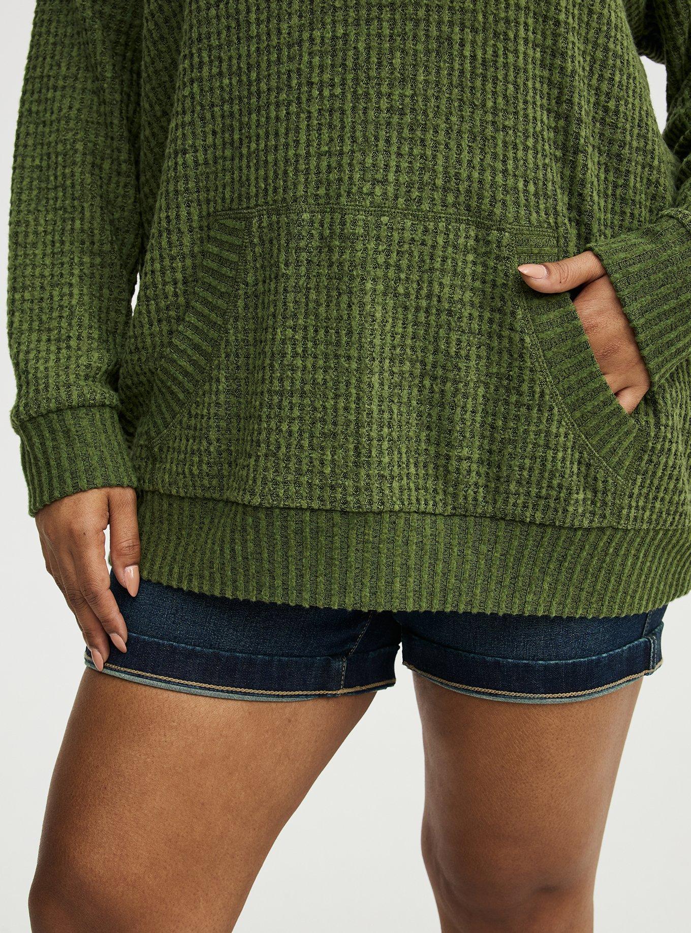 Brushed Waffle Hoodie, OLIVINE BLACK MARL, alternate