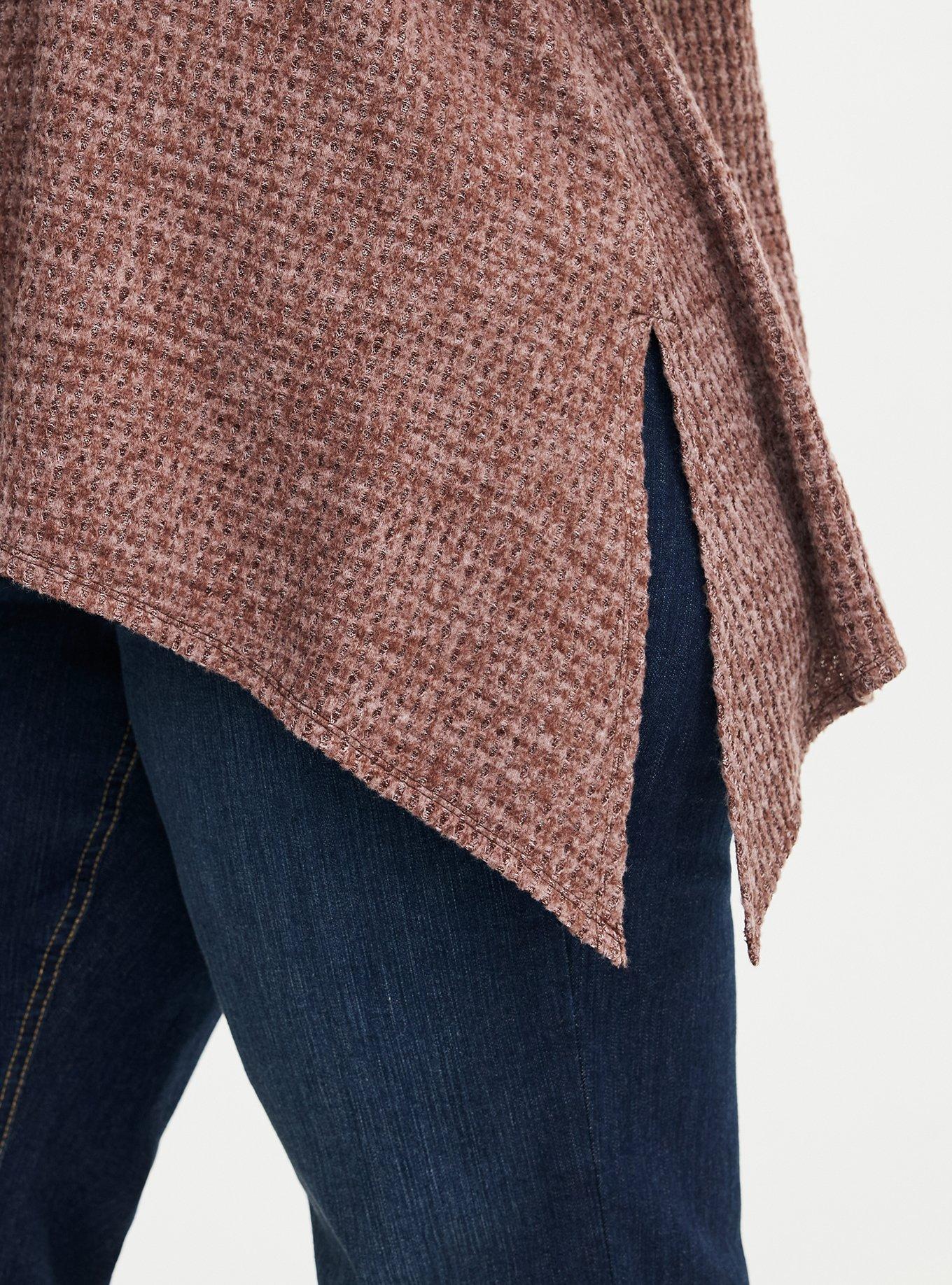 Brushed Waffle Sharkbite Top, DEEP TAUPE, alternate
