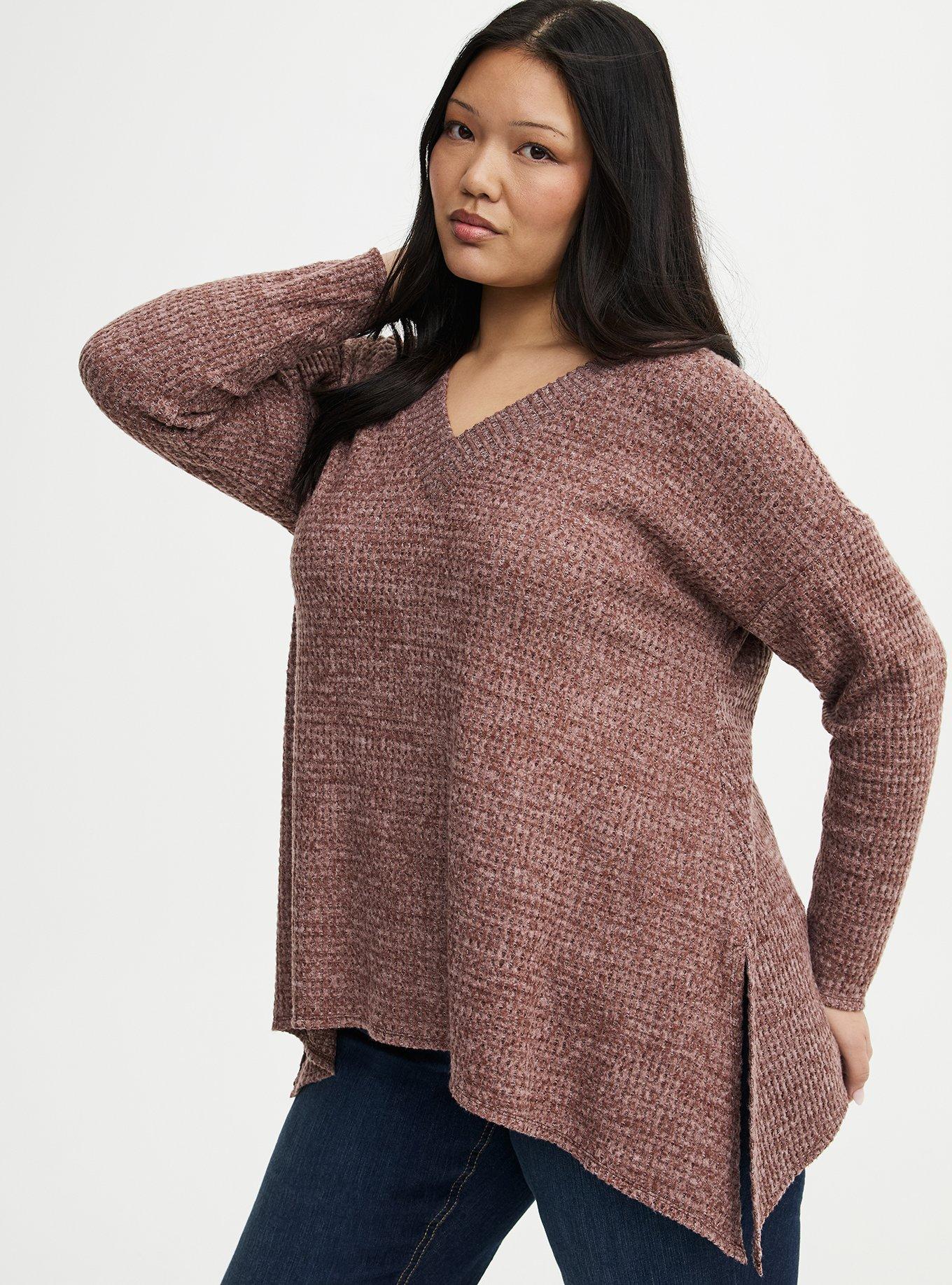 Brushed Waffle Sharkbite Top, DEEP TAUPE, hi-res
