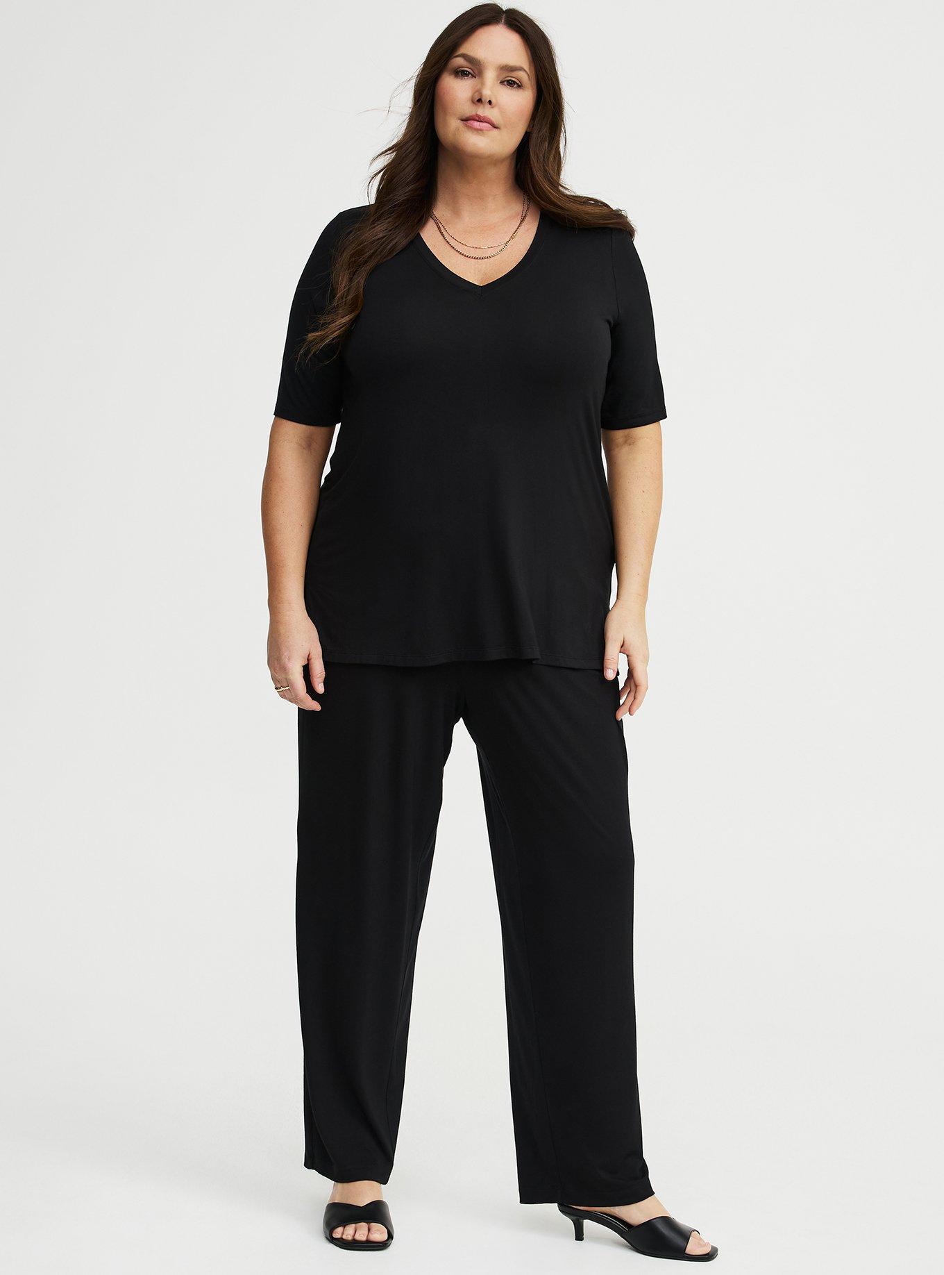 Super Soft V-Neck Hi-Low Tunic, DEEP BLACK, alternate